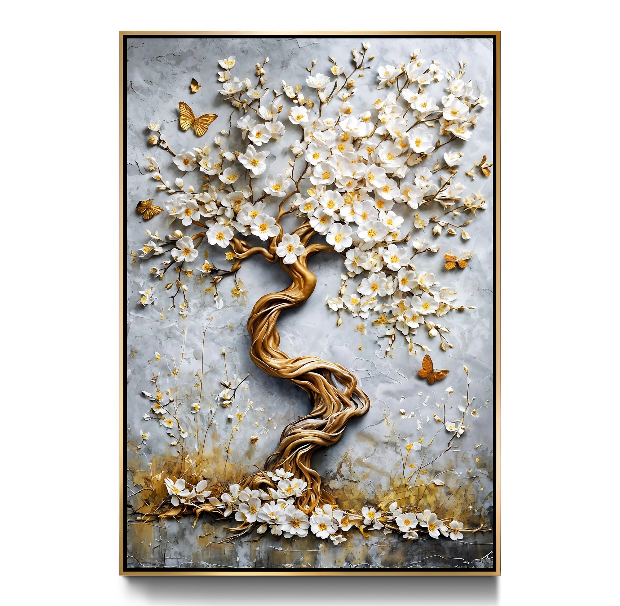Gold%20Metal%20Çerçeveli%20Gold%20Ağaç%20Kanvas%20Tablo