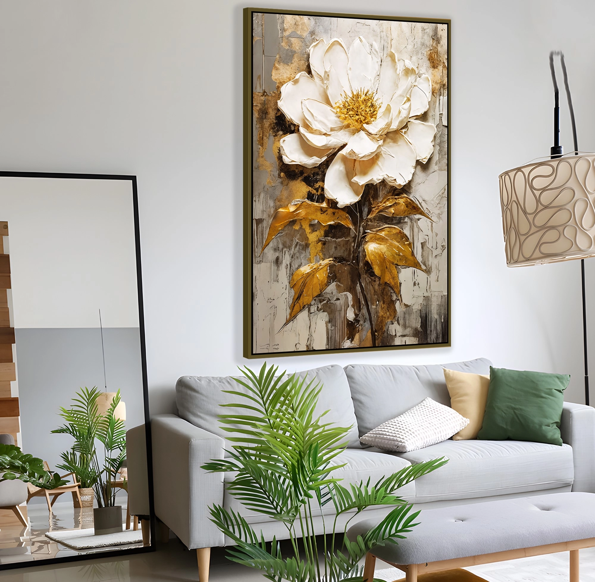 Bronz%20Metal%20Çerçeveli%20Pastel%20Çiçekler%20Kanvas%20Tablo