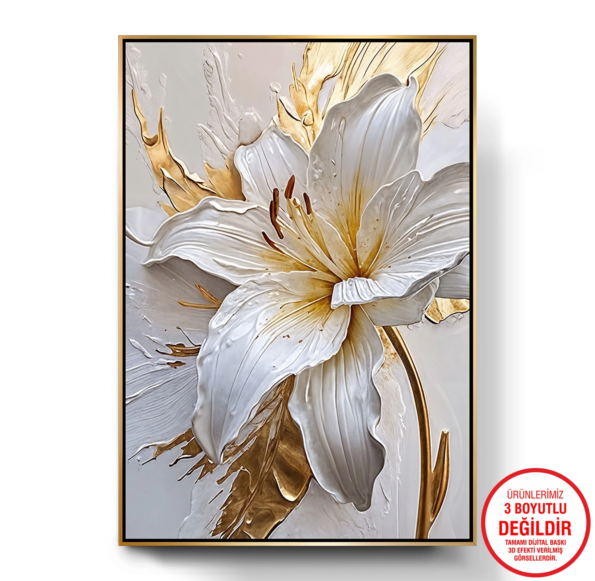 Gold%20Metal%20Çerçeveli%20Kabartma%20Görünümlü%20Çiçekler%20Kanvas%20Tablo