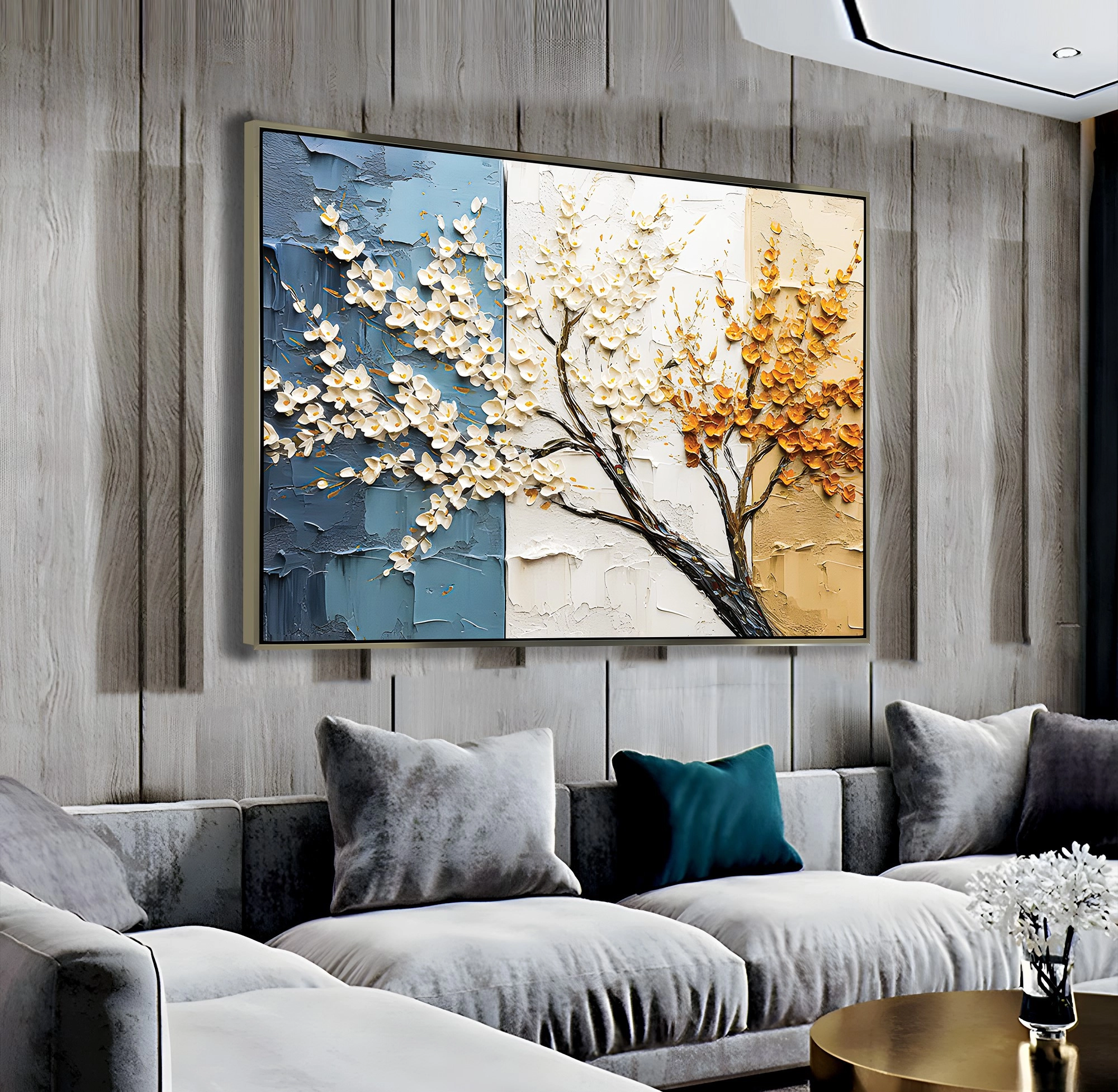 Premium%20Bronz%20Metal%20Çerçeveli%20Üçlü%20Ağaç%20Cam%20Tablo