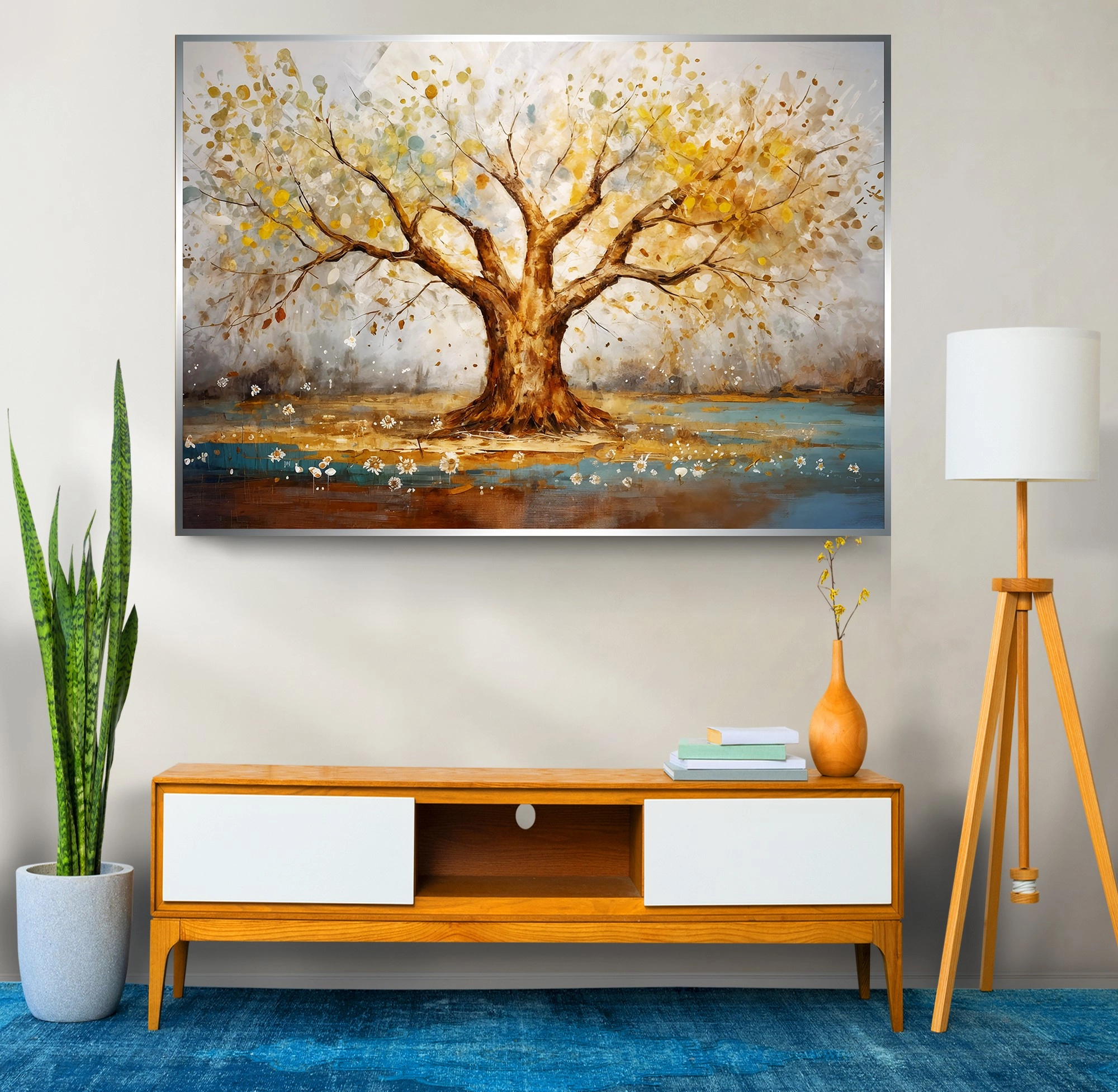 Premium%20Gümüş%20Metal%20Çerçeveli%20Ağaç%20Cam%20Tablo