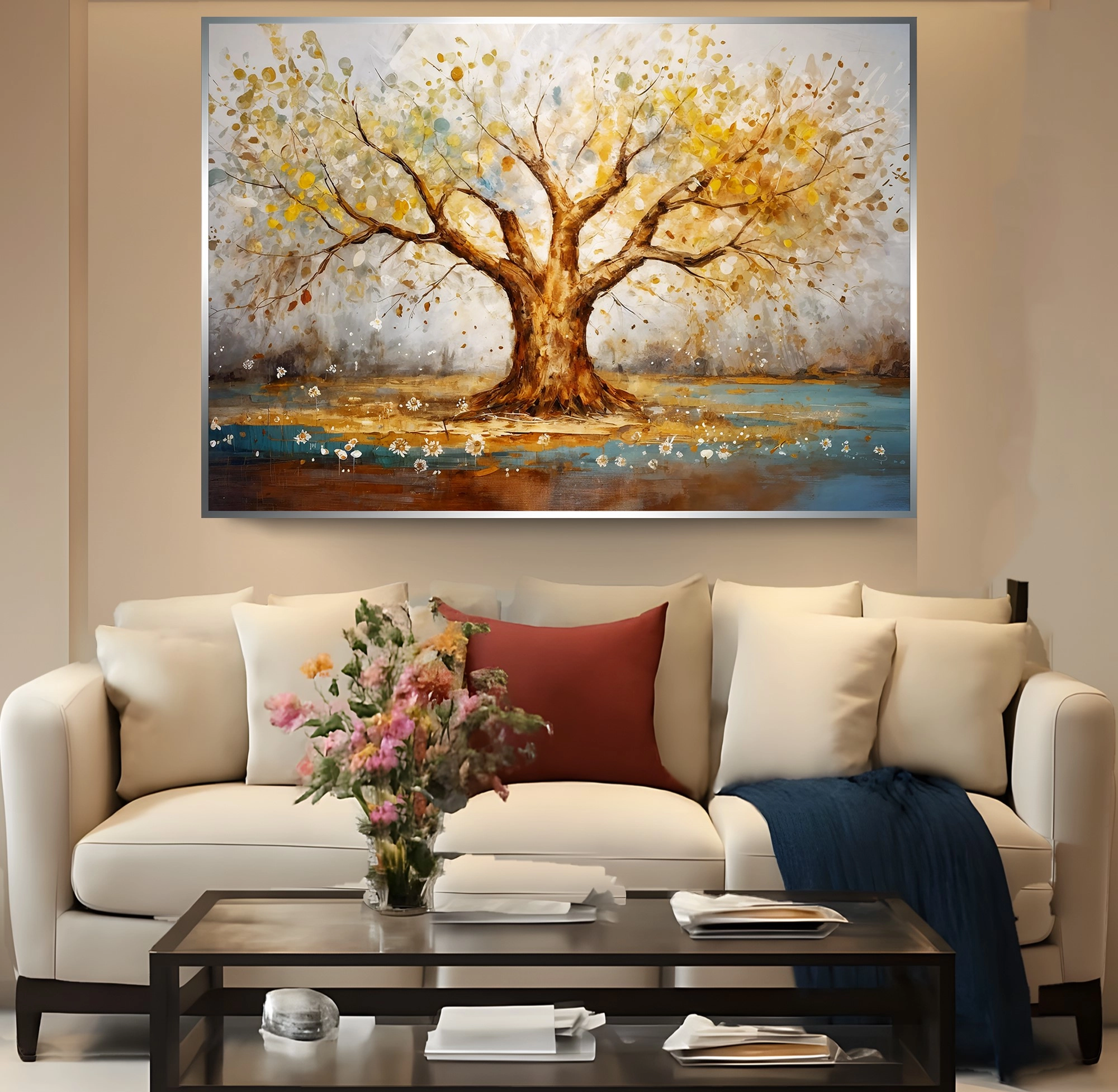 Premium%20Gümüş%20Metal%20Çerçeveli%20Ağaç%20Cam%20Tablo