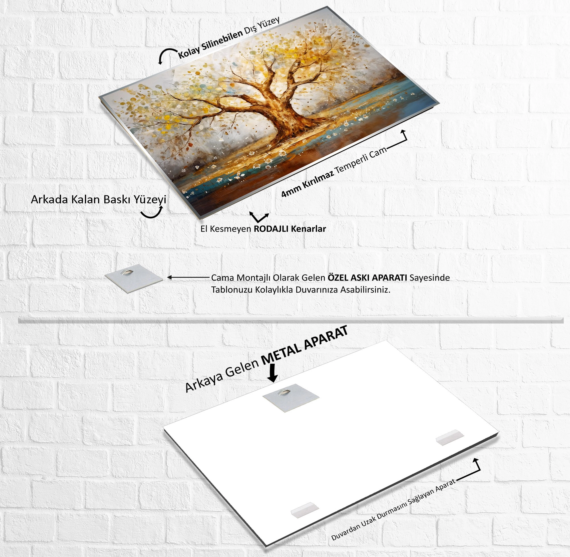 Premium%20Gümüş%20Metal%20Çerçeveli%20Ağaç%20Cam%20Tablo