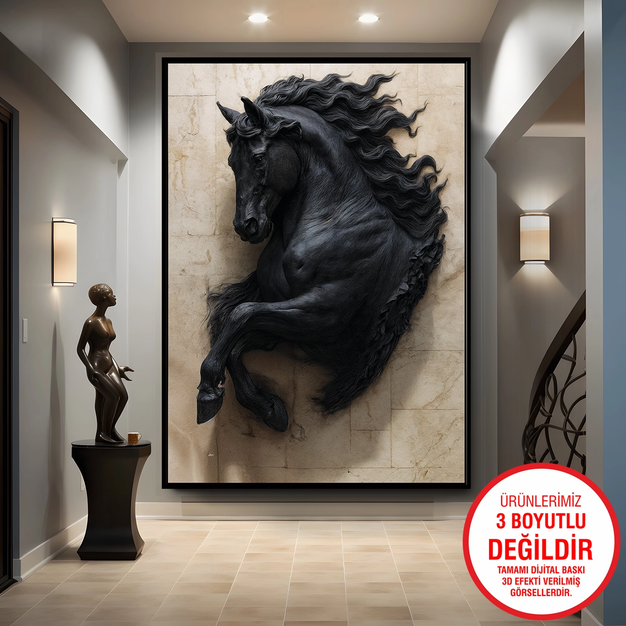 Siyah%20Metal%20Çerçeveli%20Kabartma%20Görünümlü%20Siyah%20At%20Kanvas%20Tablo
