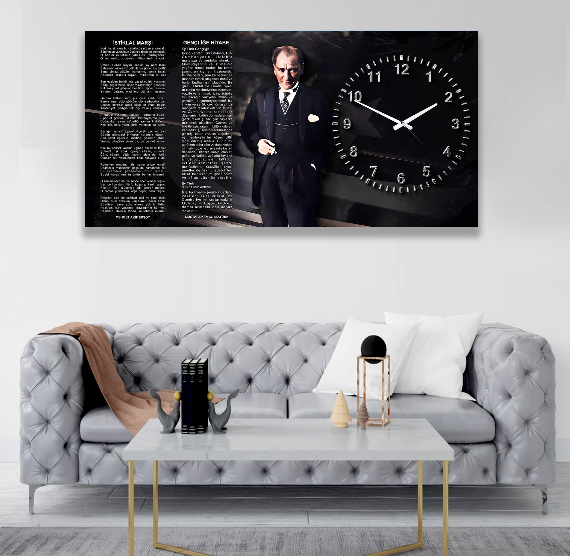 Saatli%20Atatürk%20Panoramik%20Kanvas%20Tablo