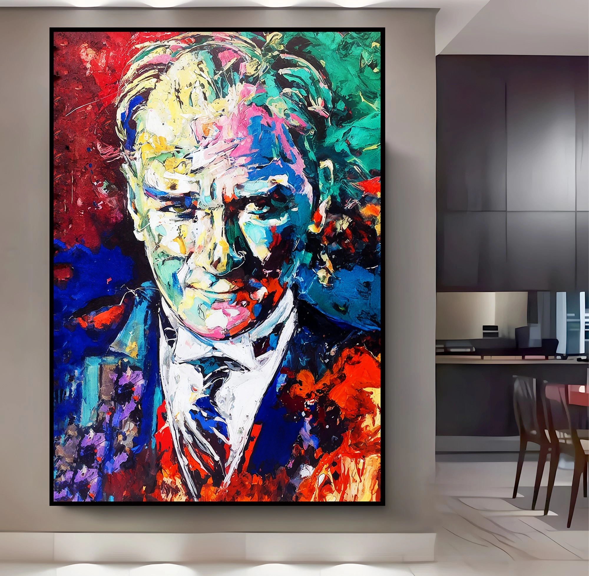 Siyah%20Metal%20Çerçeveli%20Kabartma%20Görünümlü%20Atatürk%20Kanvas%20Tablo
