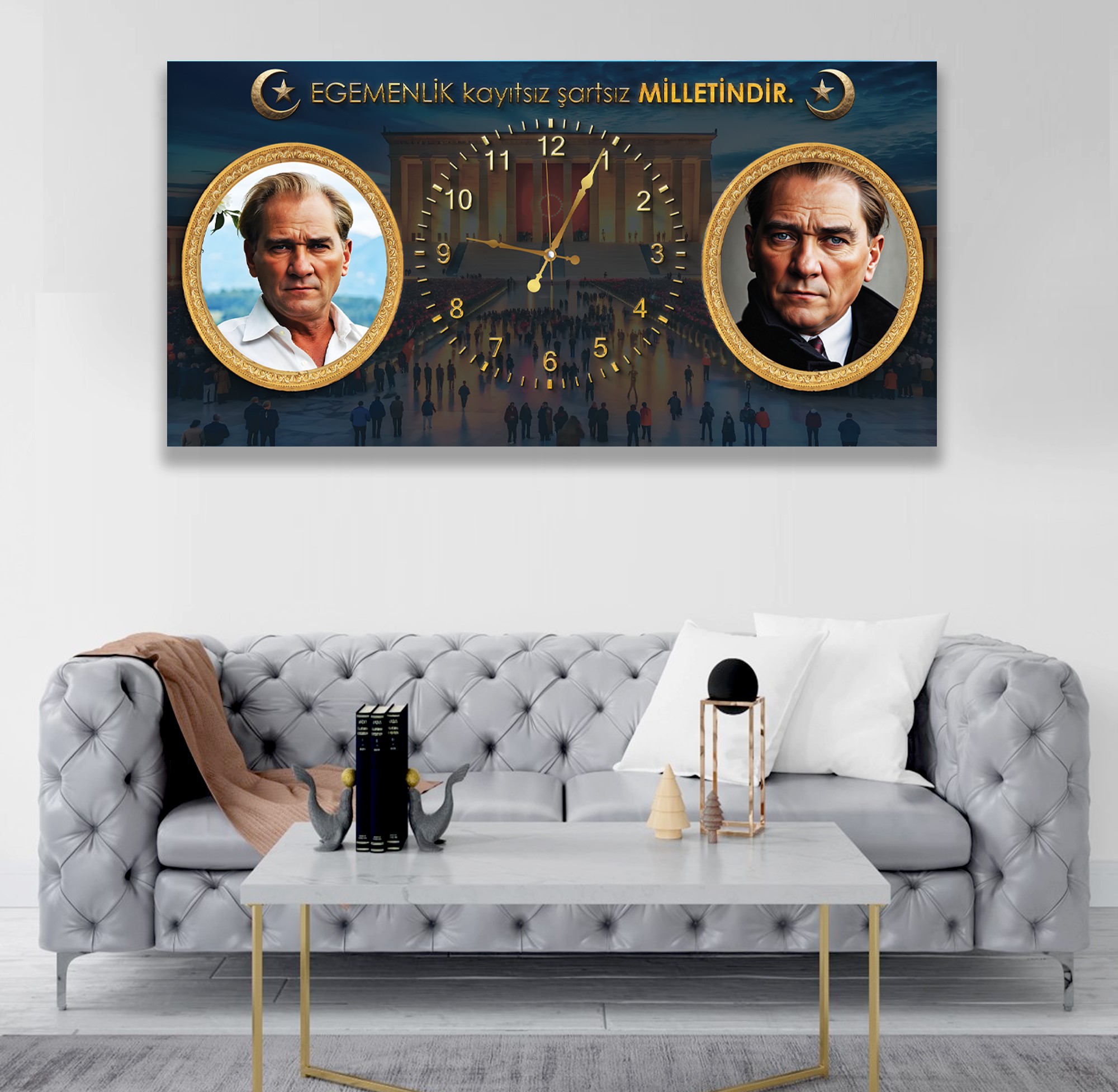 Saatli%20Atatürk%20Panoramik%20Kanvas%20Tablo