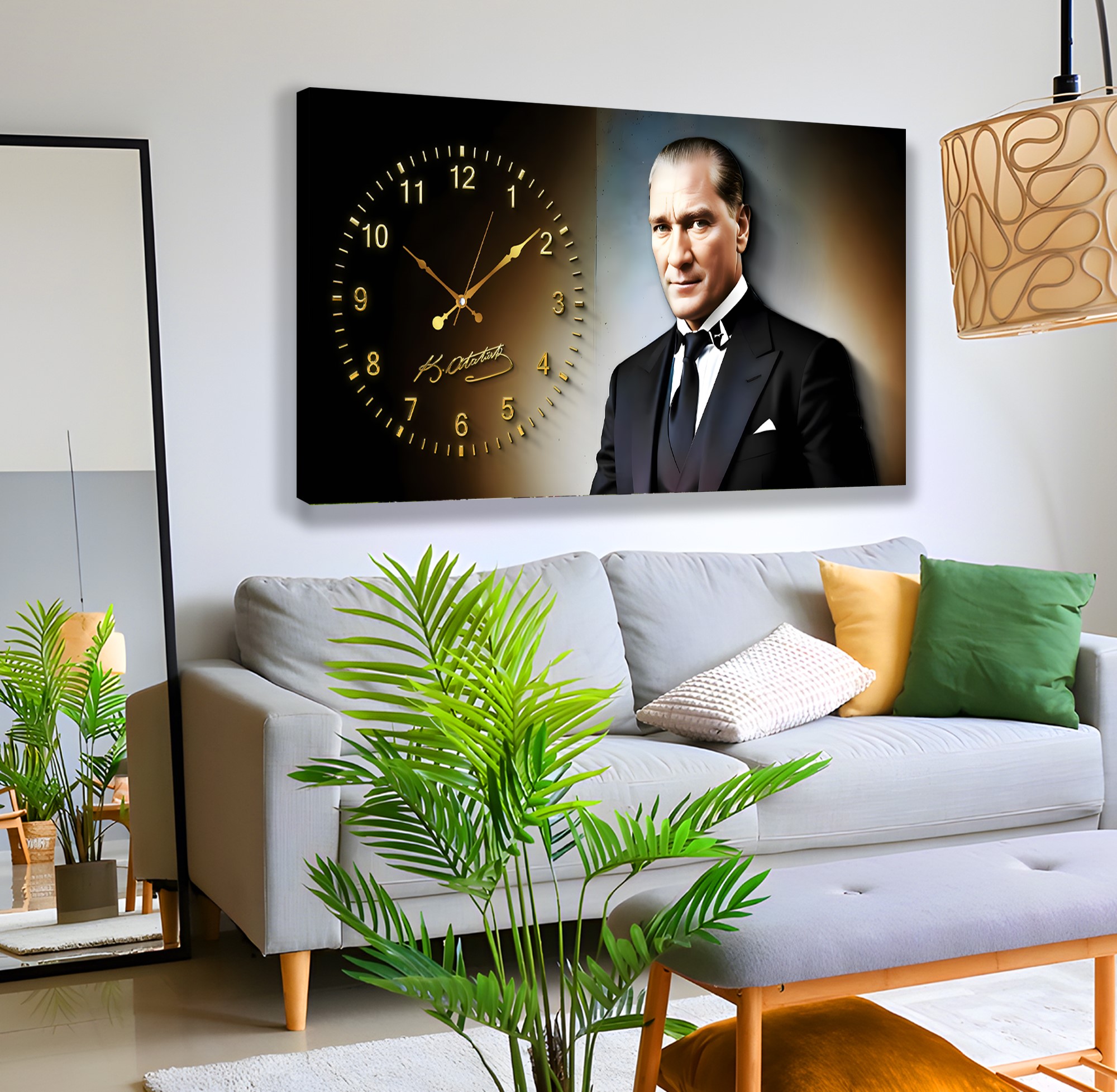Saatli%20Atatürk%20Panoramik%20Kanvas%20Tablo