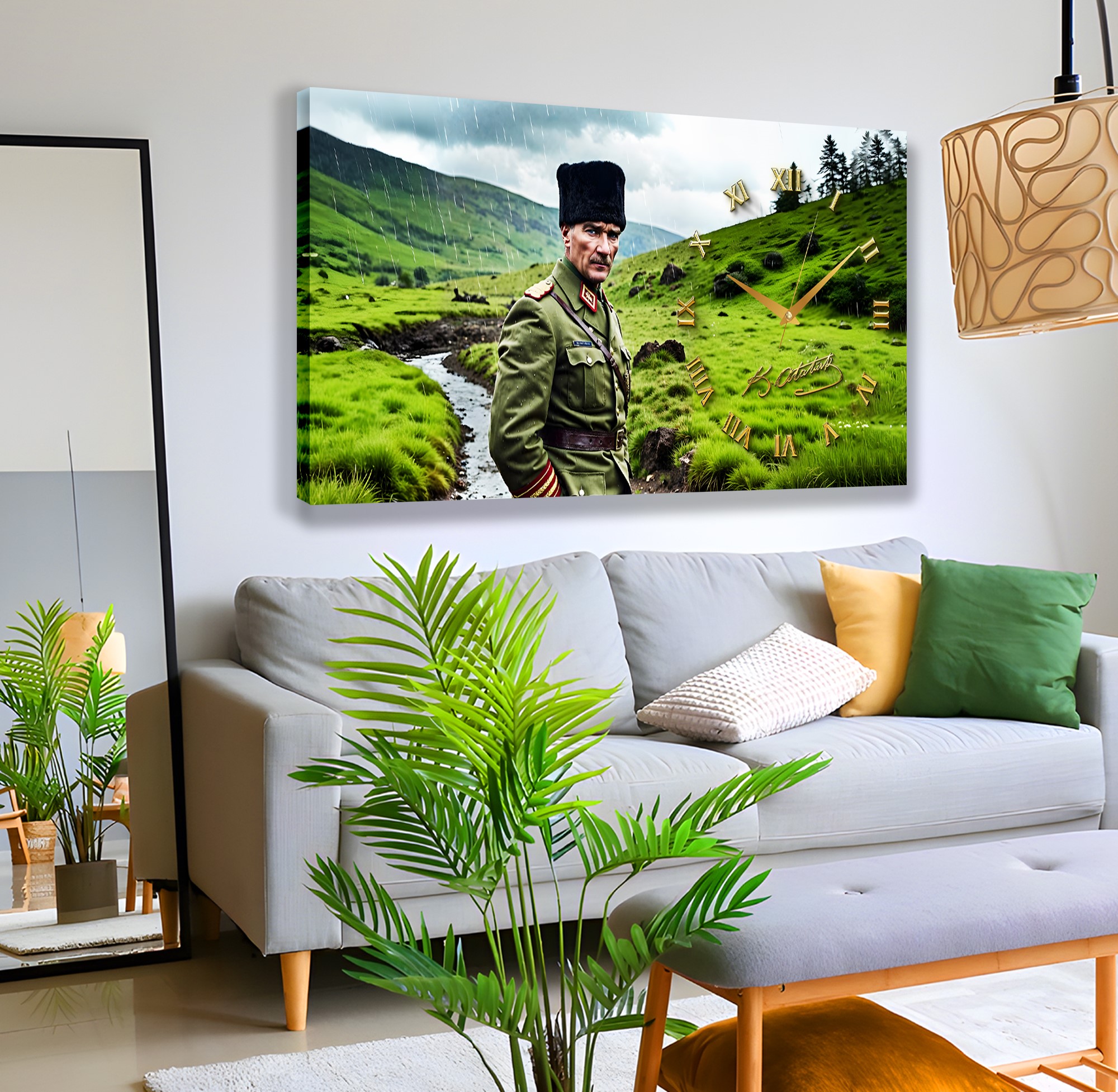 Saatli%20Atatürk%20Panoramik%20Kanvas%20Tablo