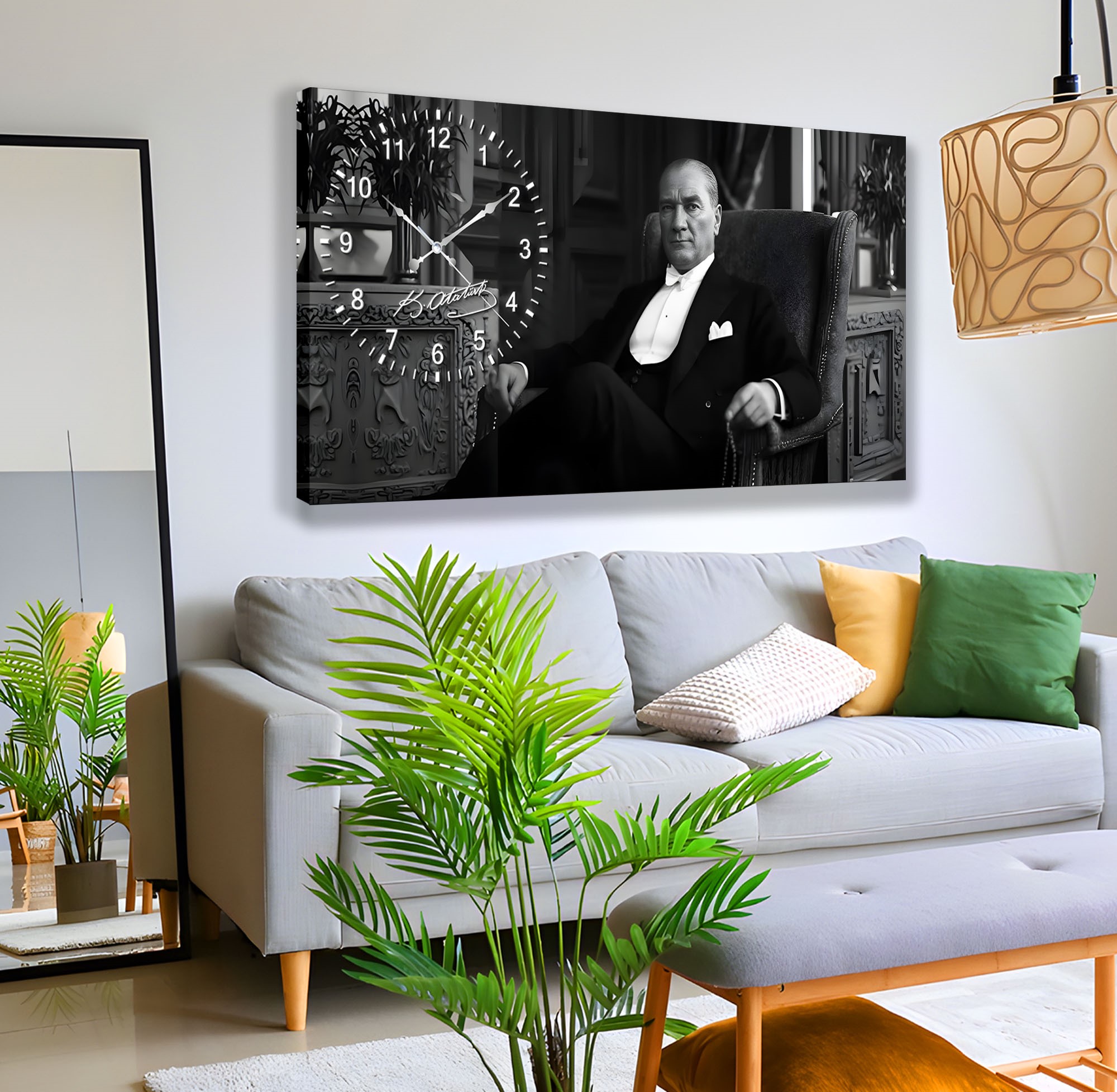 Saatli%20Atatürk%20Panoramik%20Kanvas%20Tablo