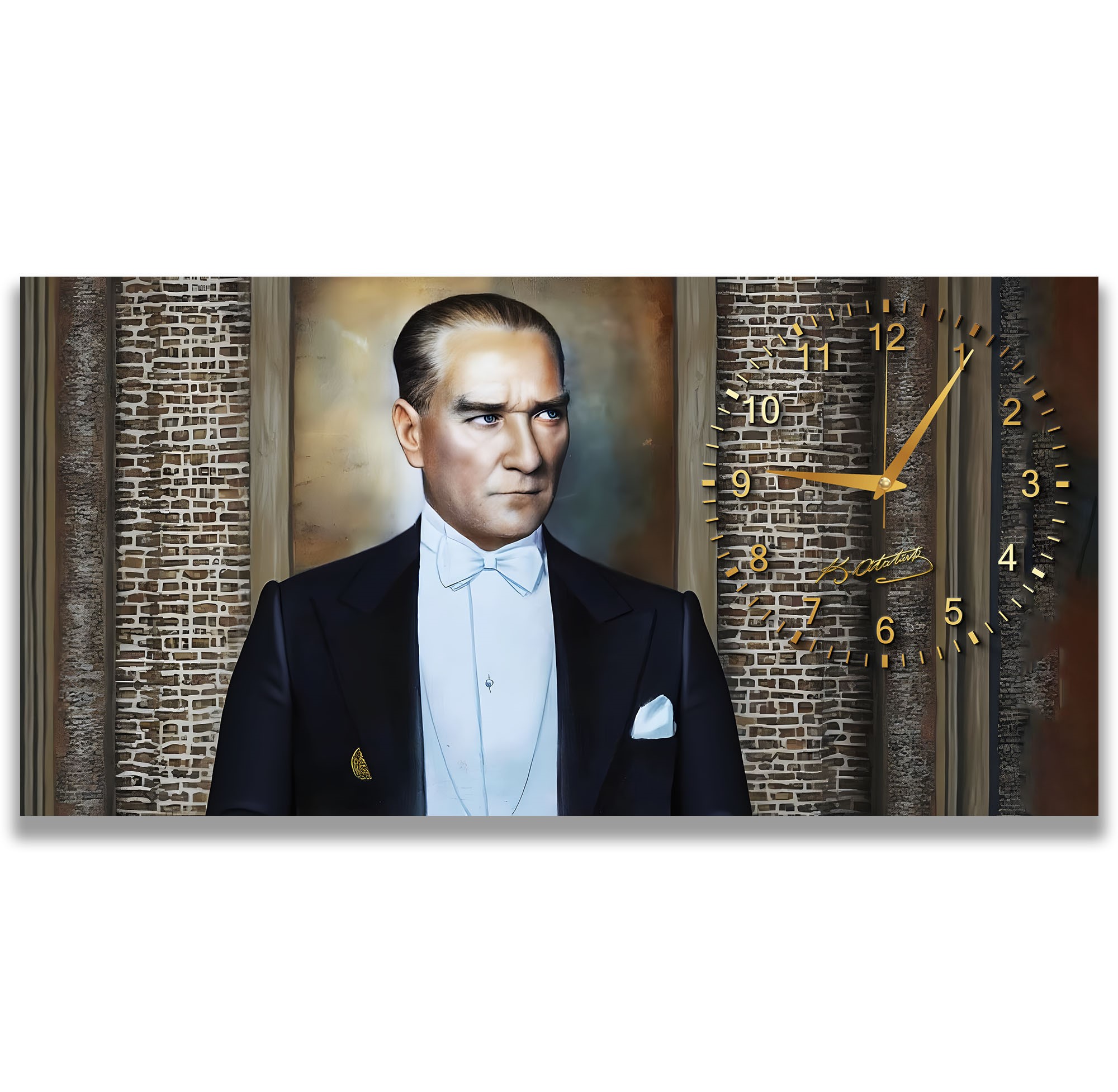 Saatli%20Atatürk%20Panoramik%20Kanvas%20Tablo