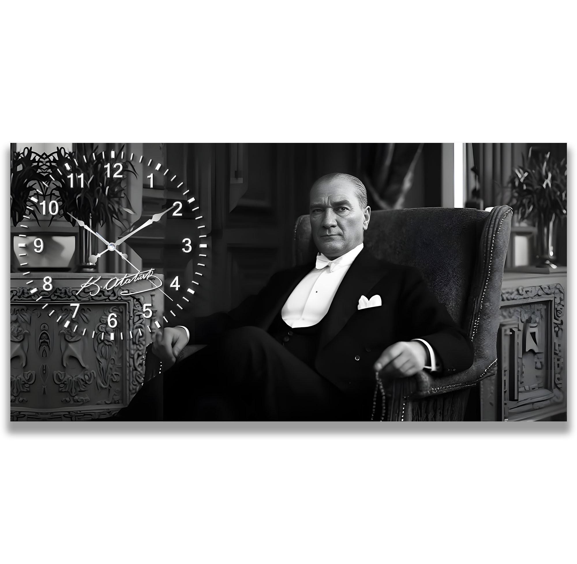 Saatli%20Atatürk%20Panoramik%20Kanvas%20Tablo