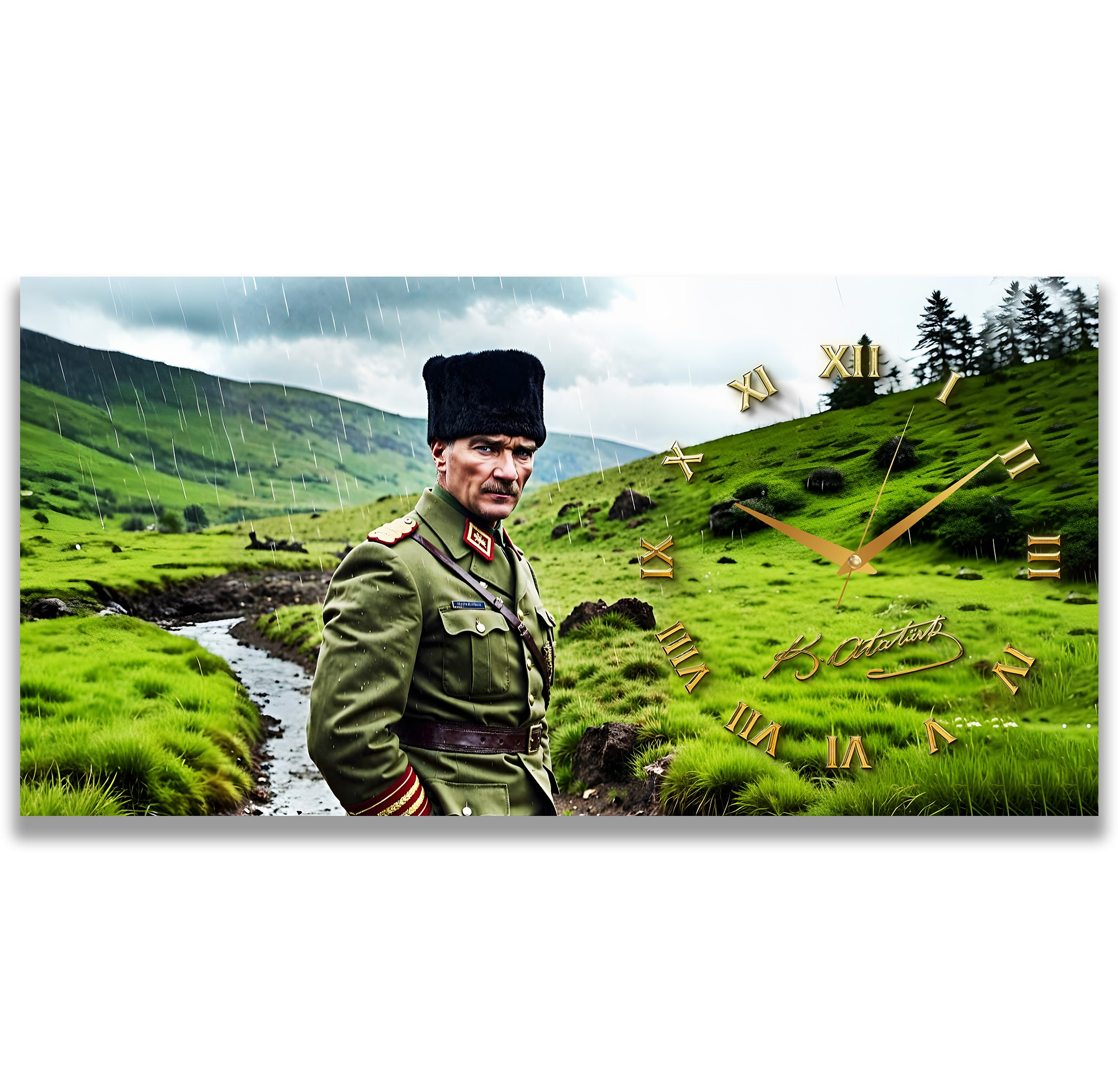 Saatli%20Atatürk%20Panoramik%20Kanvas%20Tablo