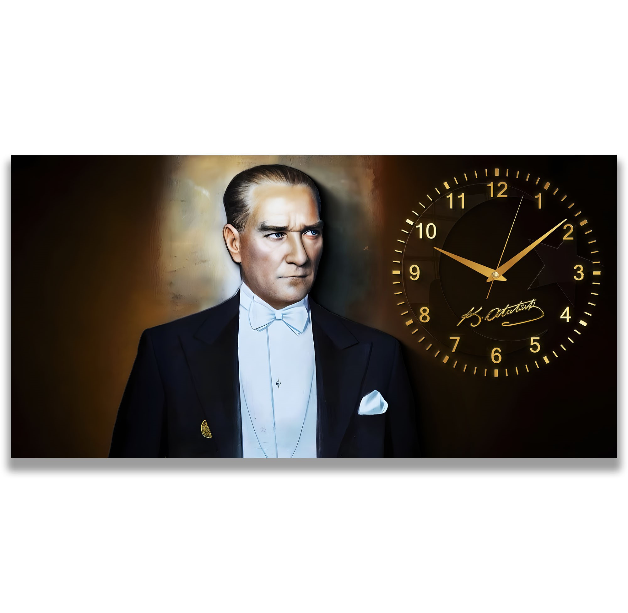 Saatli%20Atatürk%20Panoramik%20Kanvas%20Tablo