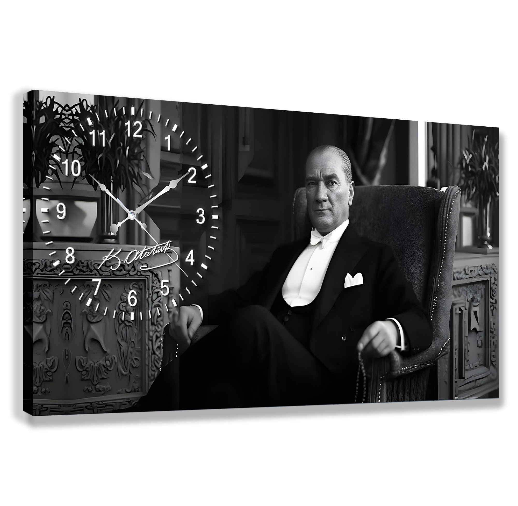 Saatli%20Atatürk%20Panoramik%20Kanvas%20Tablo