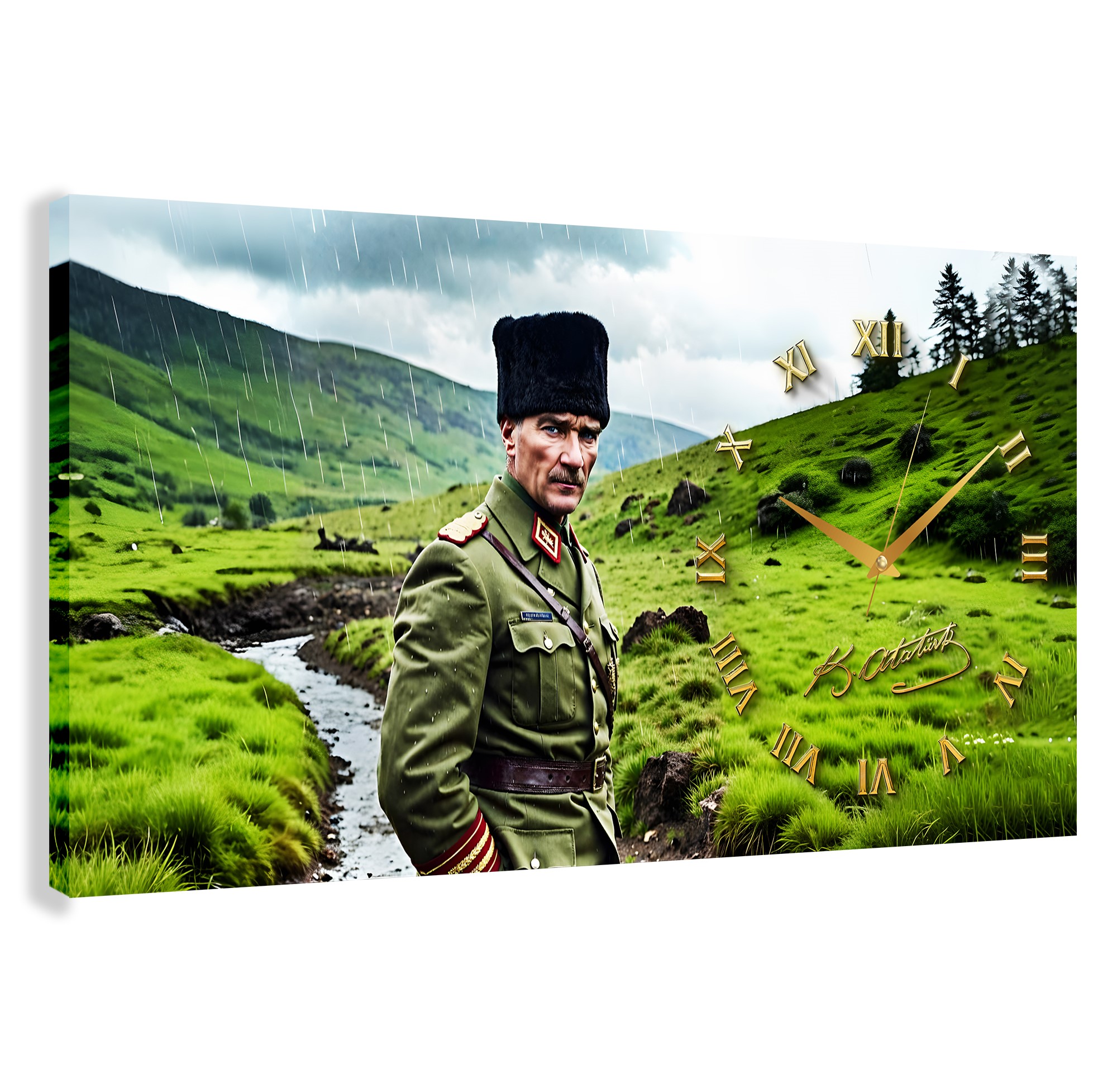 Saatli%20Atatürk%20Panoramik%20Kanvas%20Tablo