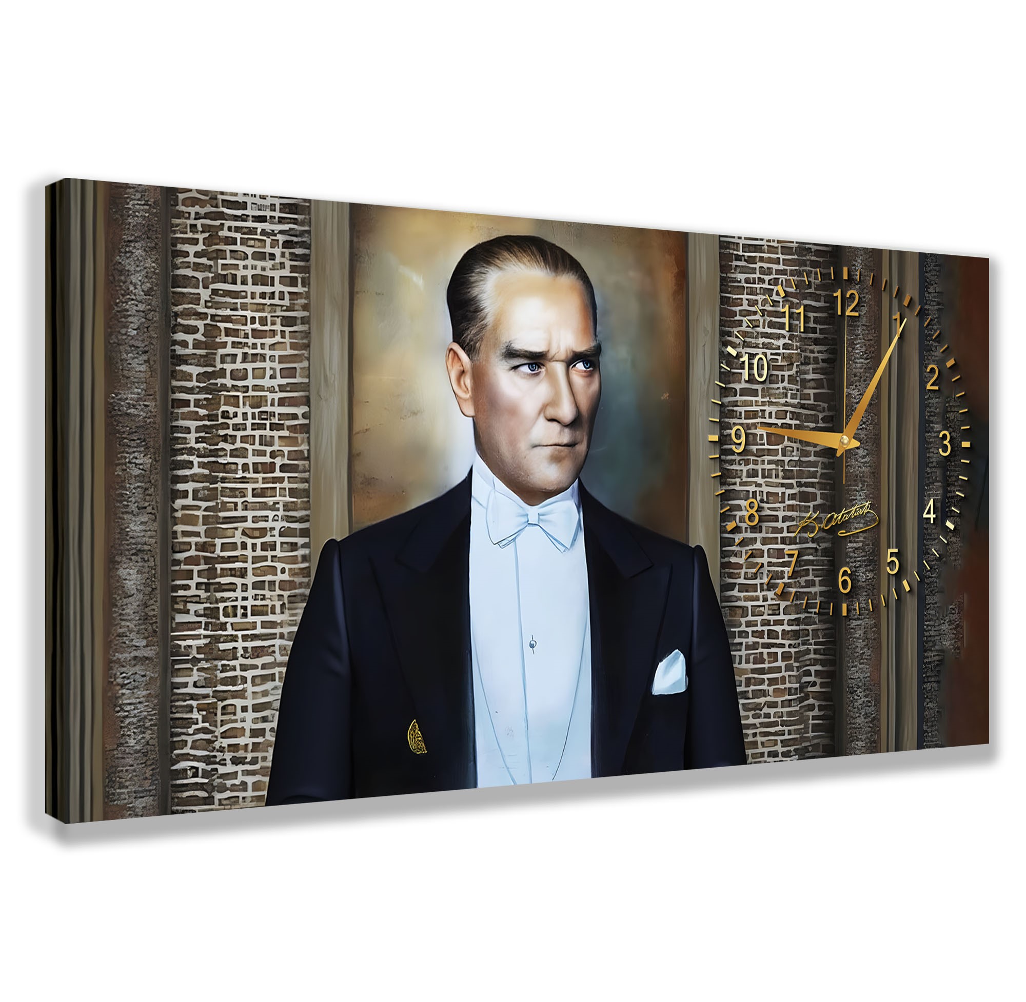 Saatli%20Atatürk%20Panoramik%20Kanvas%20Tablo