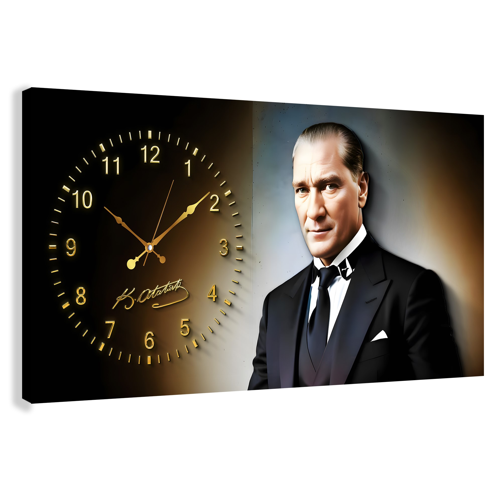 Saatli%20Atatürk%20Panoramik%20Kanvas%20Tablo