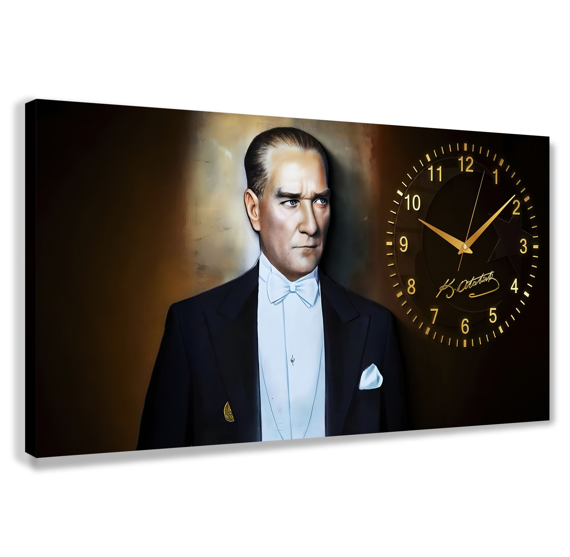 Saatli%20Atatürk%20Panoramik%20Kanvas%20Tablo