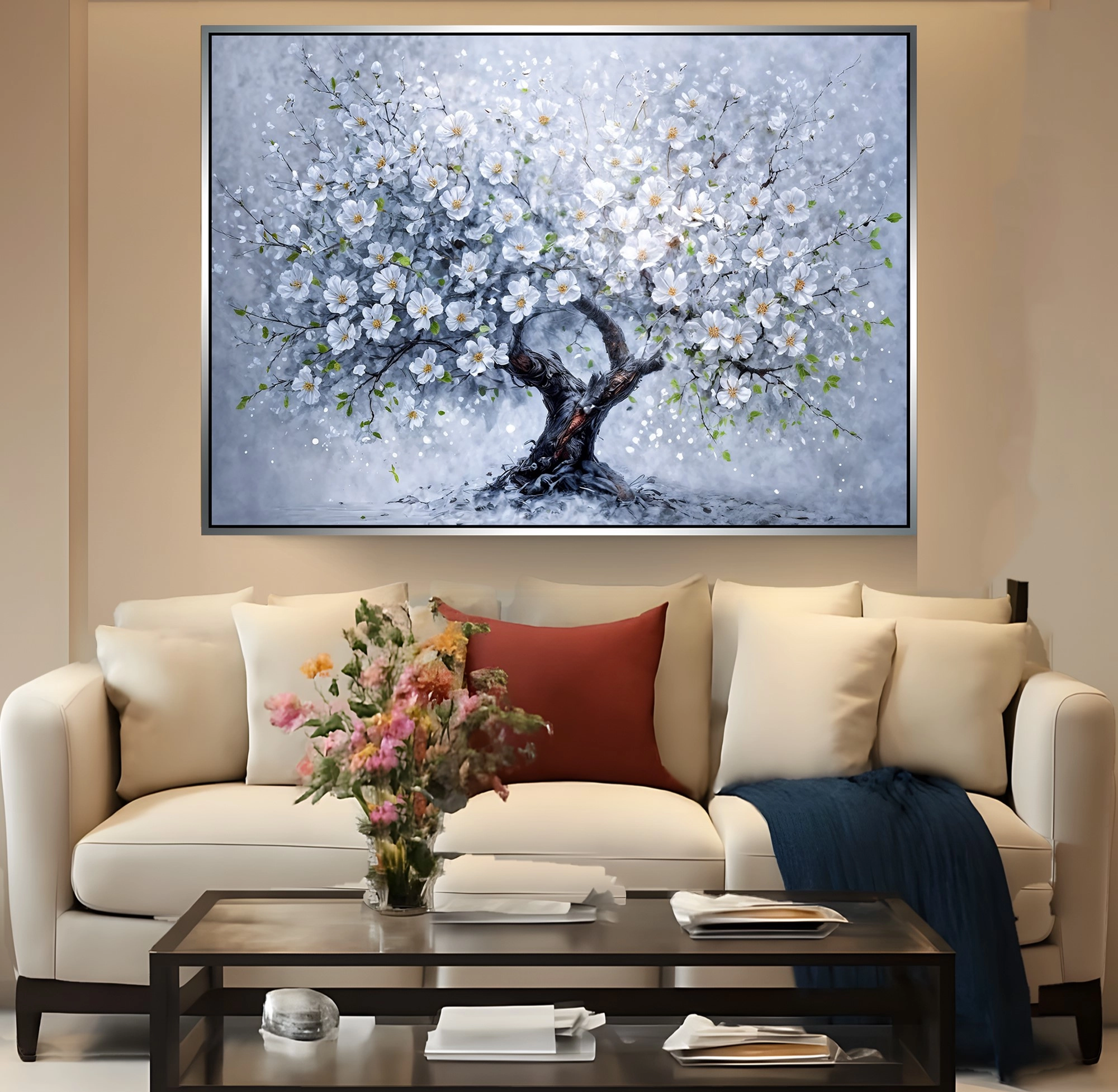 Premium%20Gümüş%20Metal%20Çerçeveli%20Ağaç%20Cam%20Tablo