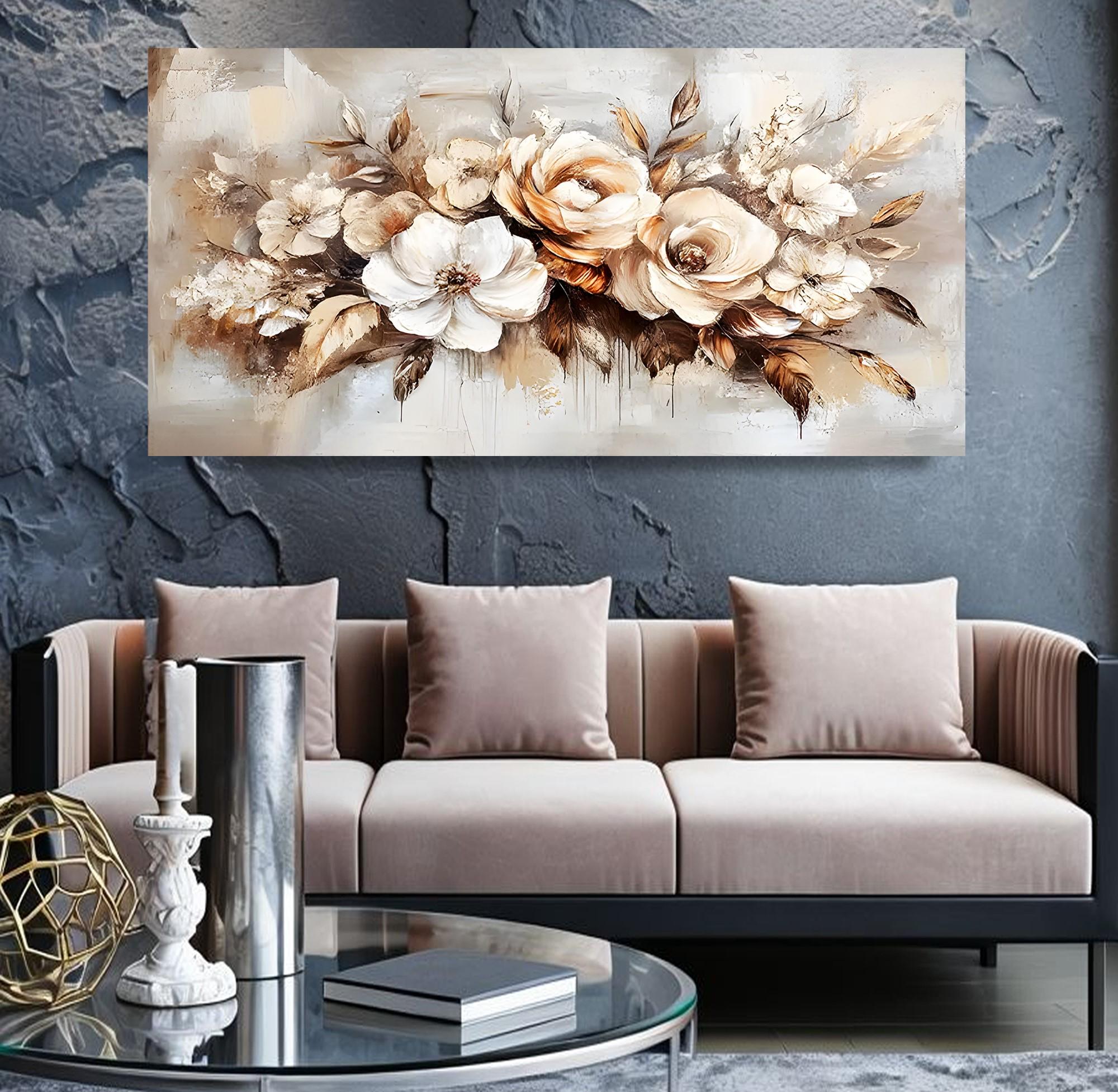 Pastel%20Çiçekler%20Panoramik%20Kanvas%20Tablo