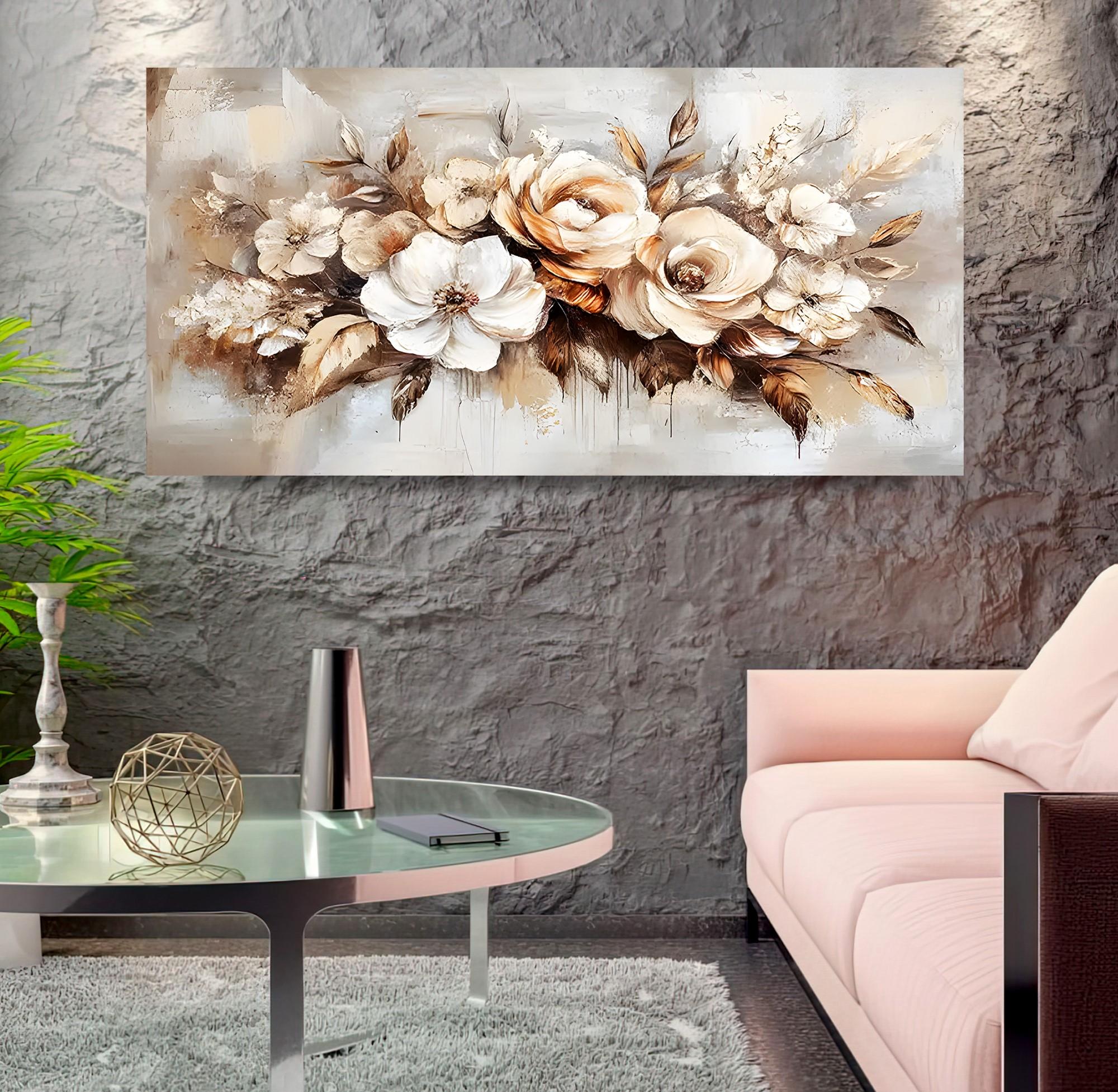 Pastel%20Çiçekler%20Panoramik%20Kanvas%20Tablo