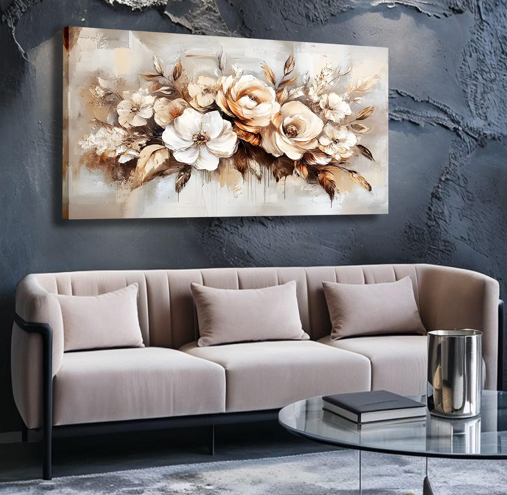 Pastel%20Çiçekler%20Panoramik%20Kanvas%20Tablo