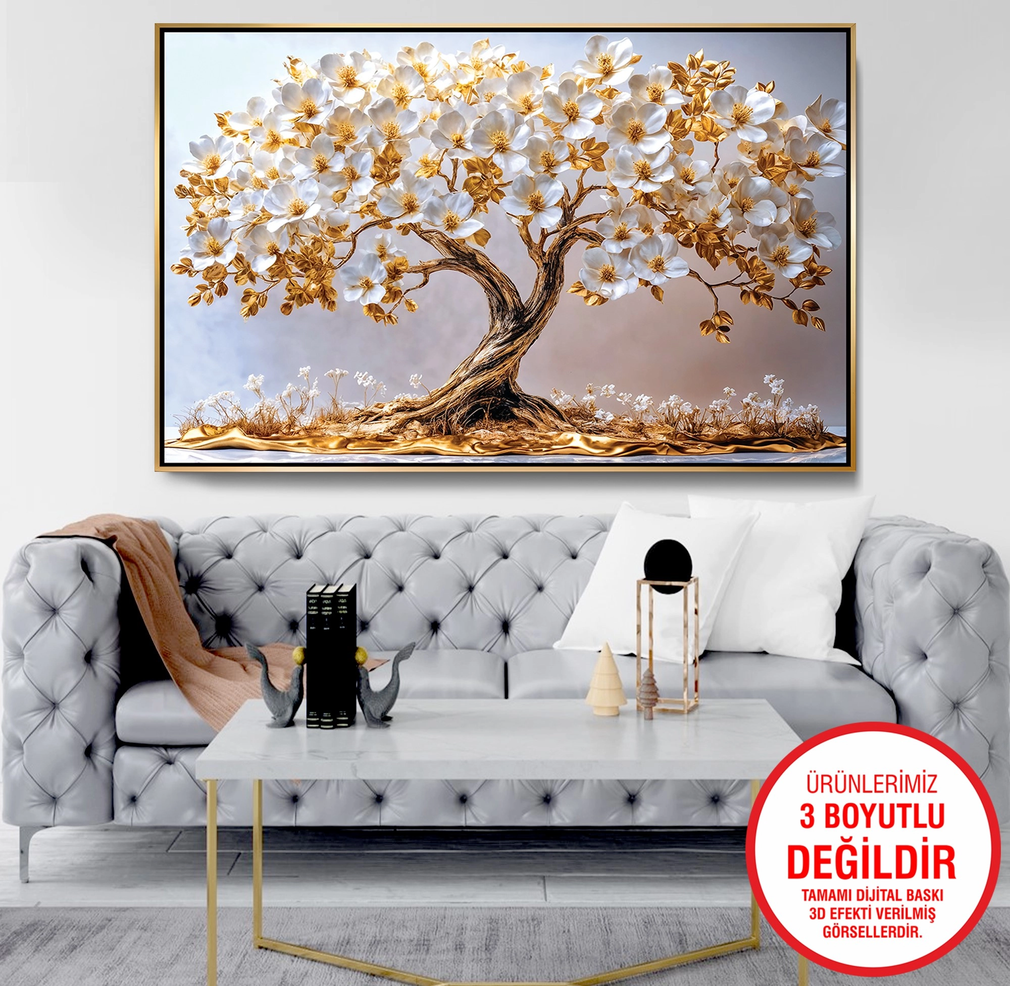 Gold%20Metal%20Çerçeveli%20Kabartma%20Görünümlü%20Ağaç%20Kanvas%20Tablo