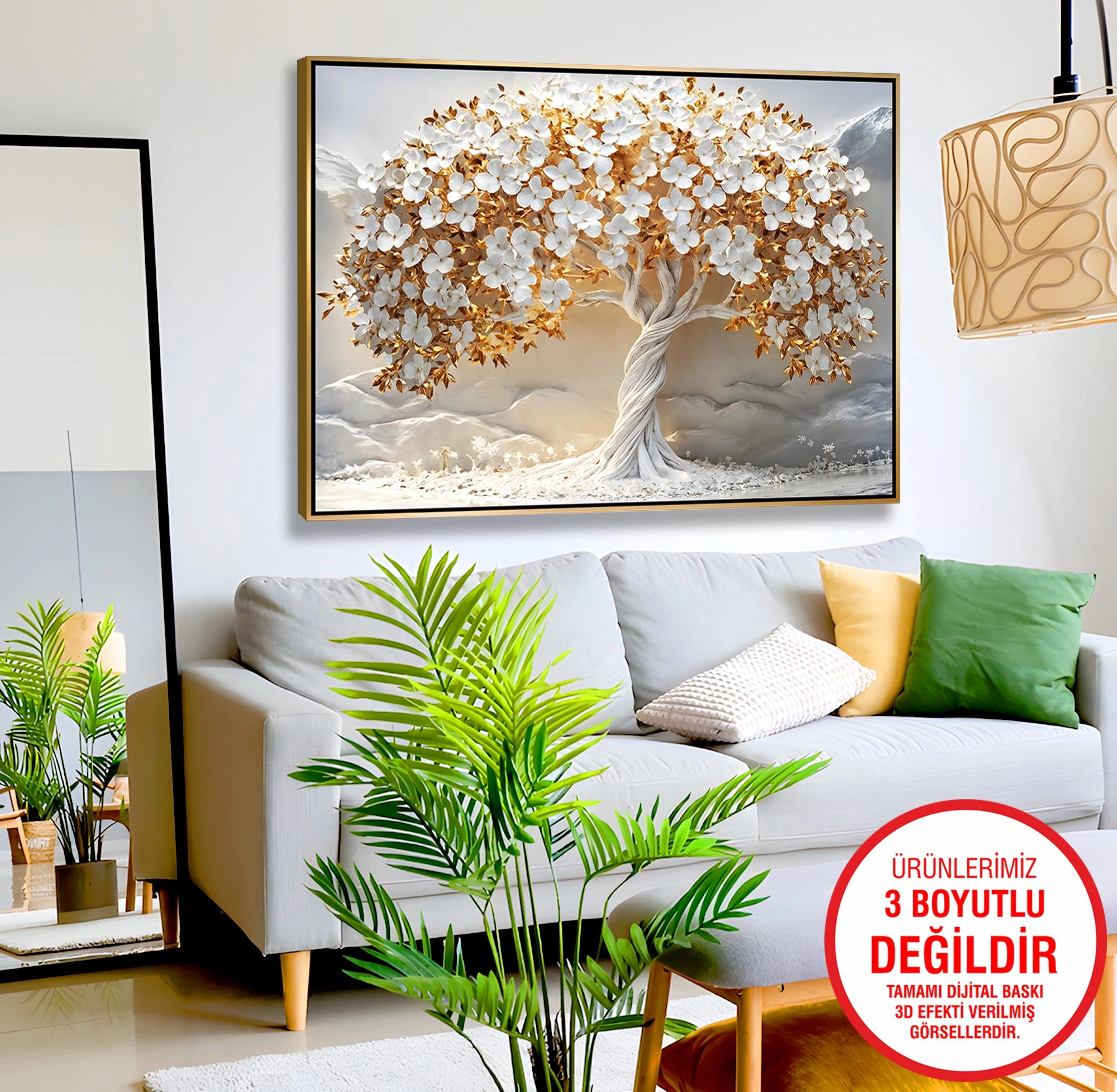 Gold%20Metal%20Çerçeveli%20Kabartma%20Görünümlü%20Ağaç%20Kanvas%20Tablo
