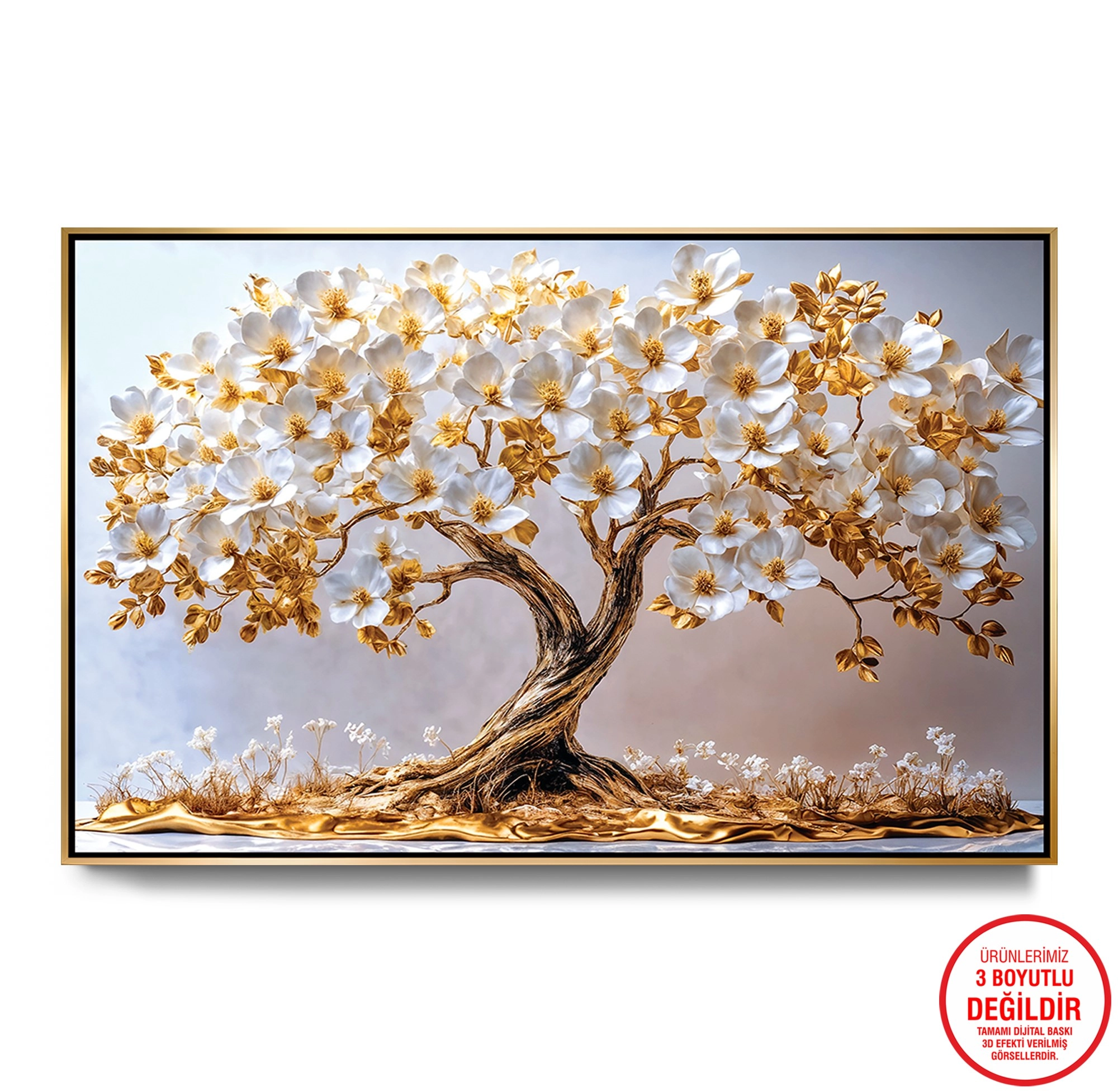 Gold%20Metal%20Çerçeveli%20Kabartma%20Görünümlü%20Ağaç%20Kanvas%20Tablo