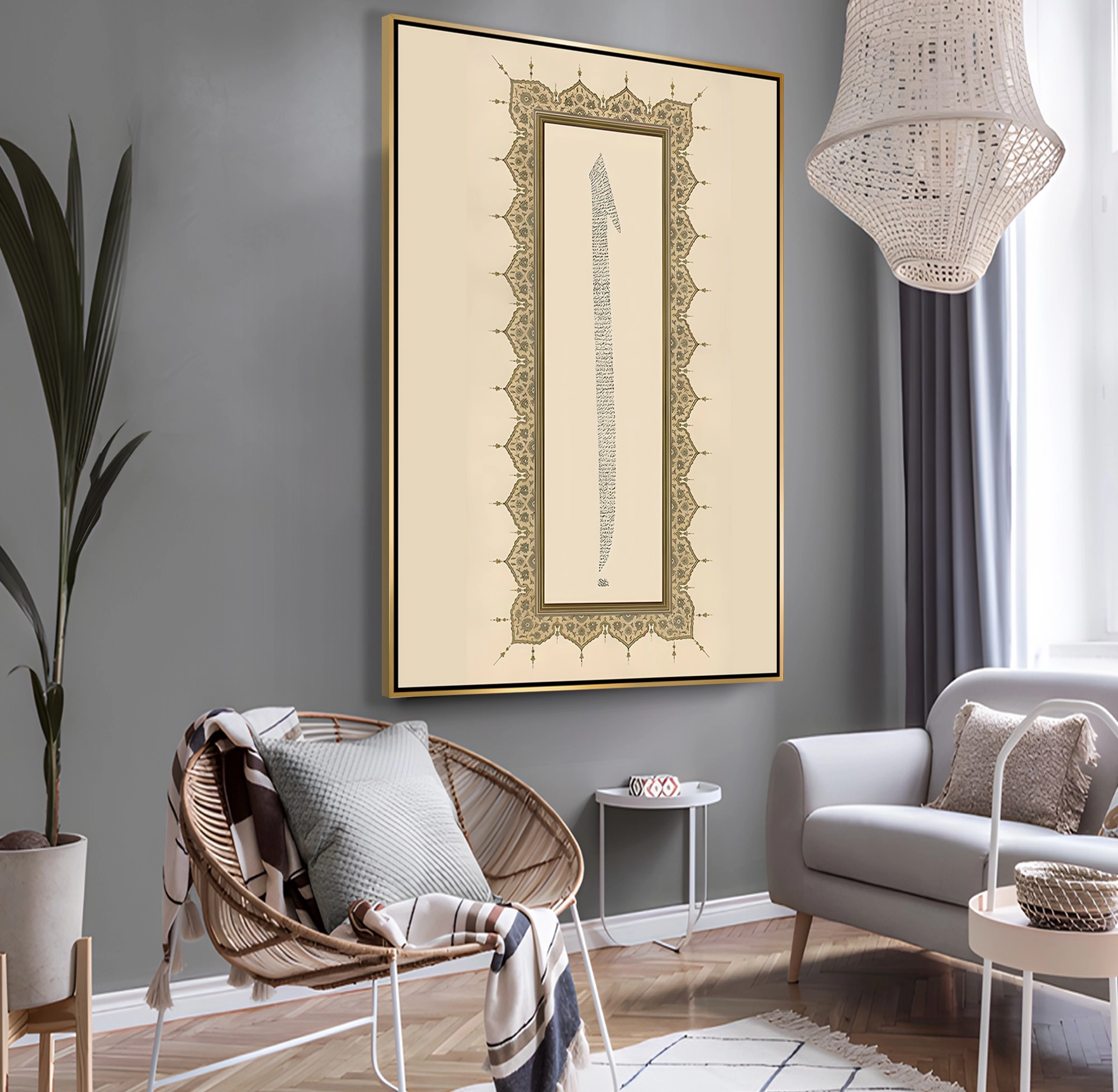 Gold%20Metal%20Çerçeveli%20Kabartma%20Görünümlü%20Elif%20Kanvas%20Tablo