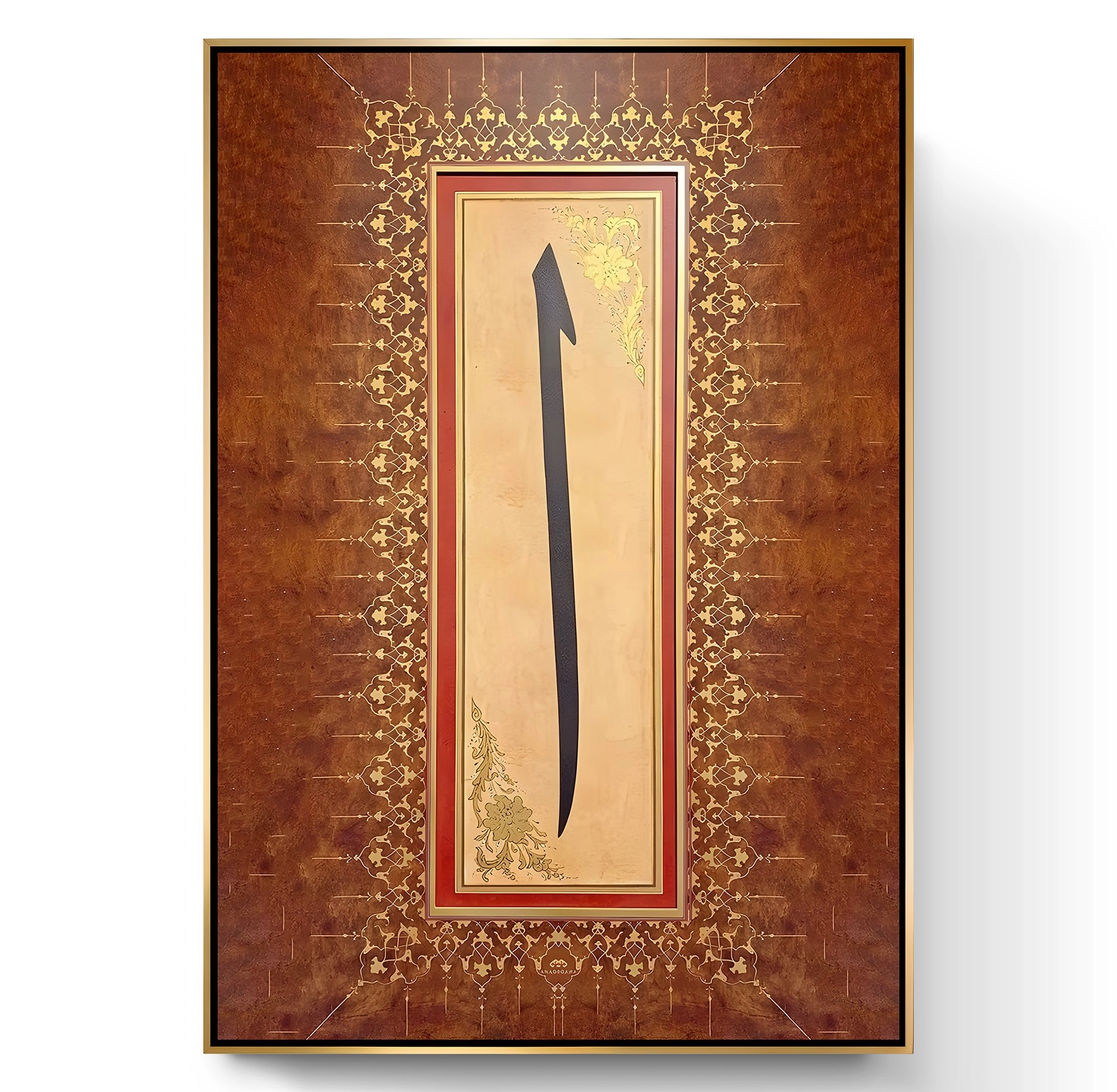 Gold%20Metal%20Çerçeveli%20Kabartma%20Görünümlü%20Elif%20Kanvas%20Tablo