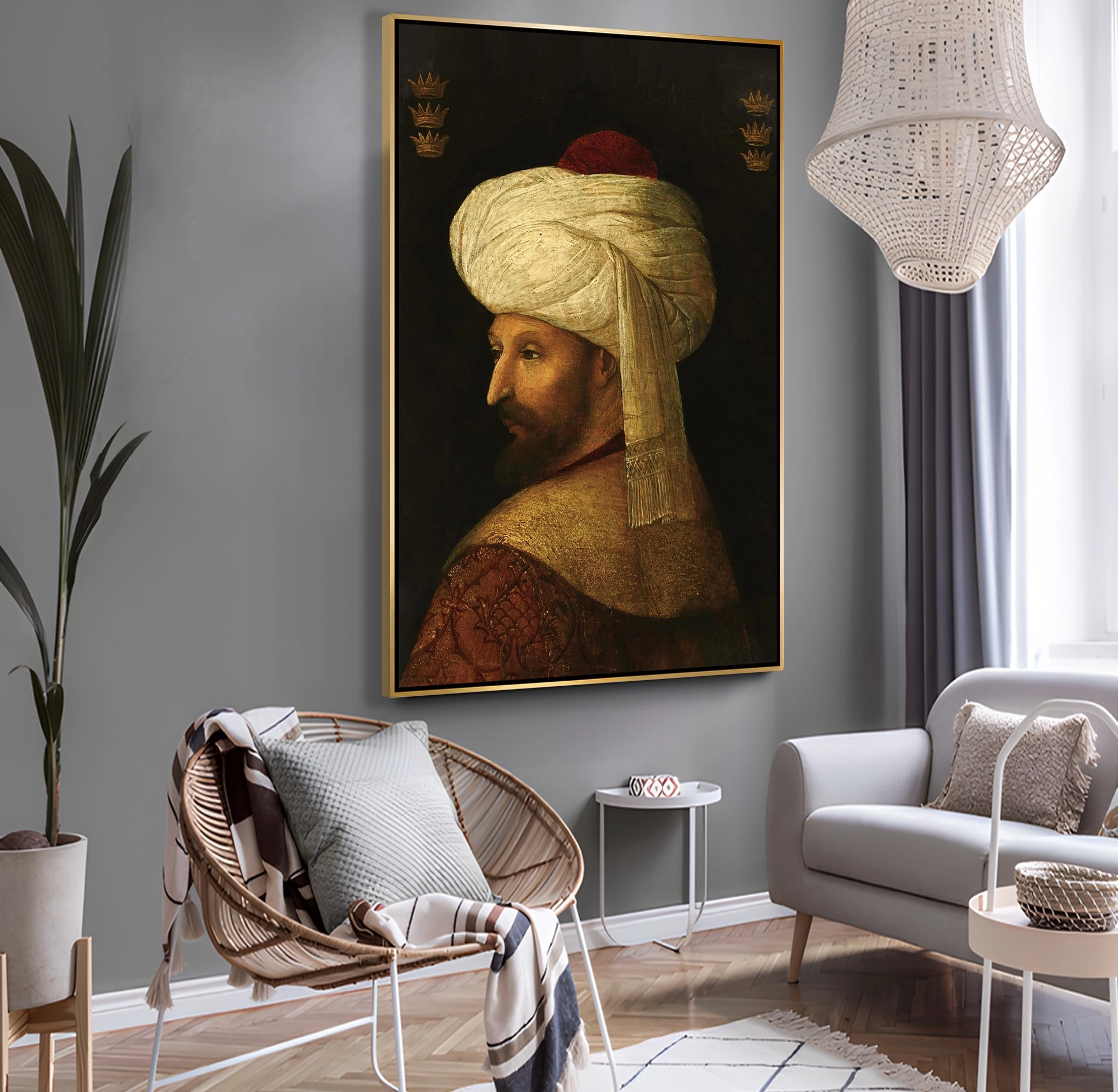 Gold%20Metal%20Çerçeveli%20Fatih%20Sultan%20Mehmet%20Kanvas%20Tablo