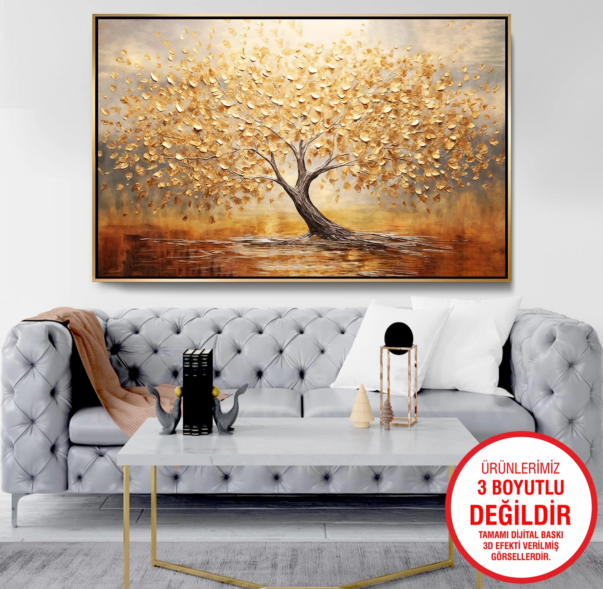 Gold%20Metal%20Çerçeveli%20Kabartma%20Görünümlü%20Ağaç%20Kanvas%20Tablo