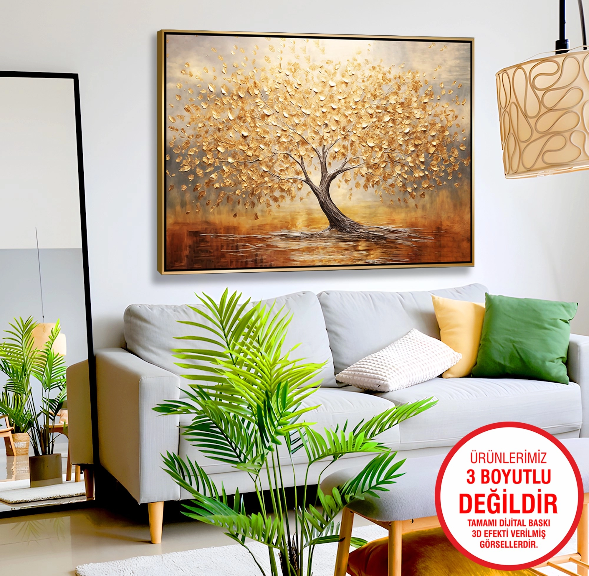 Gold%20Metal%20Çerçeveli%20Kabartma%20Görünümlü%20Ağaç%20Kanvas%20Tablo