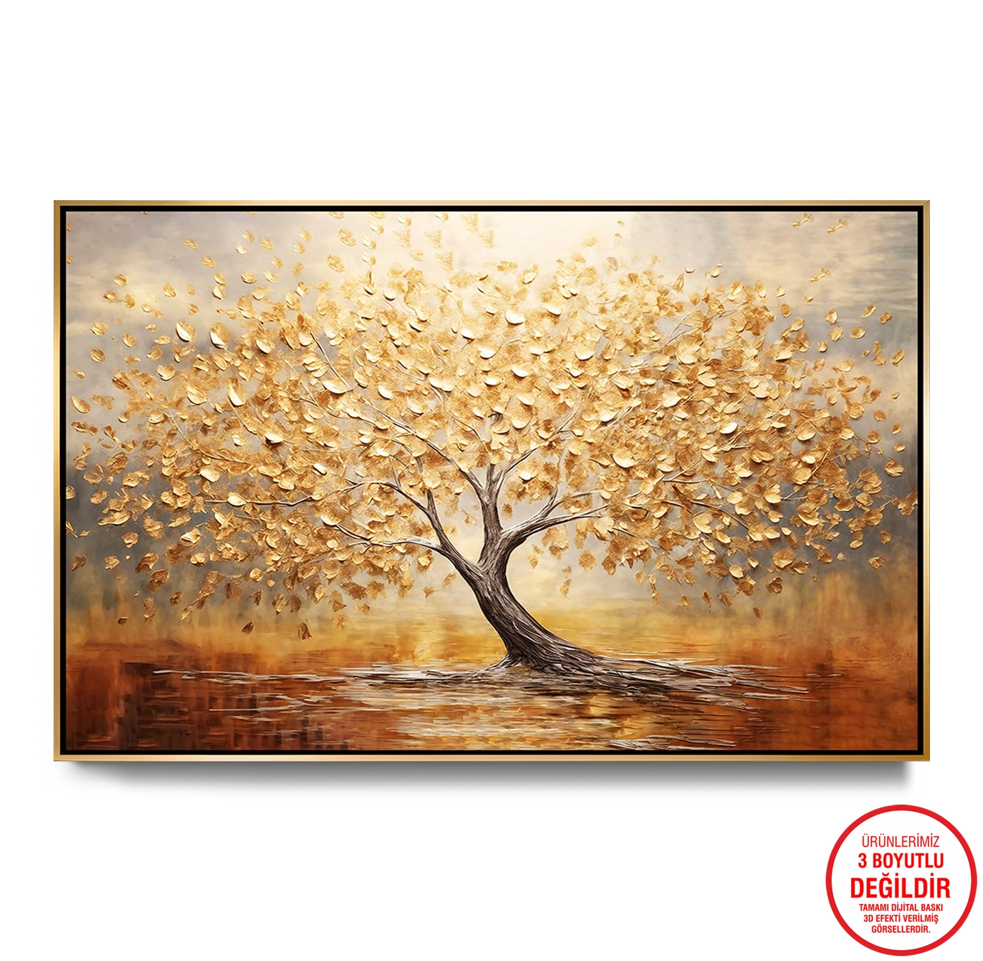 Gold%20Metal%20Çerçeveli%20Kabartma%20Görünümlü%20Ağaç%20Kanvas%20Tablo