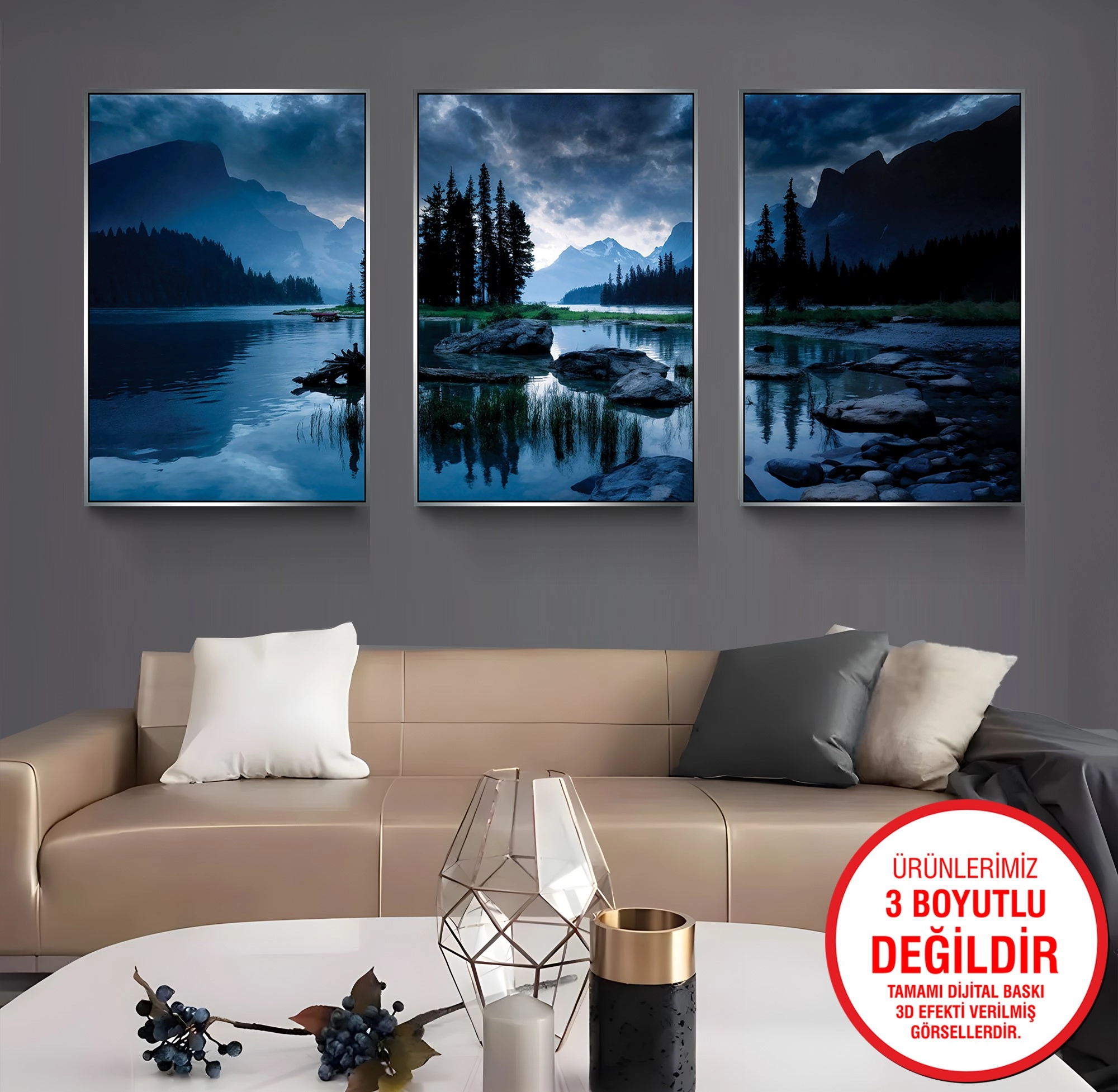 Gümüş%20Metal%20Çerçeveli%20Manzara%203’lü%20Kanvas%20Tablo%20Seti