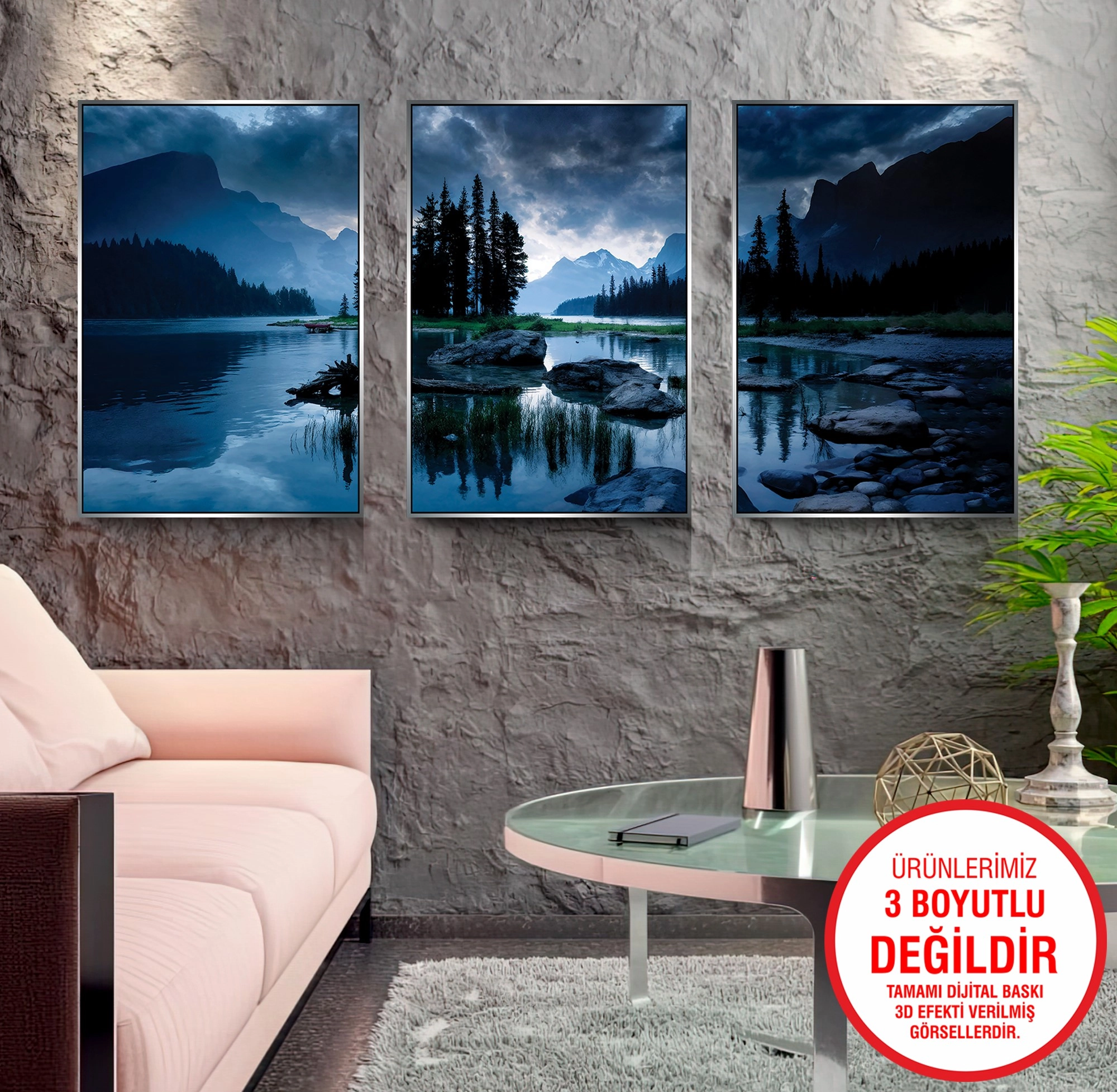 Gümüş%20Metal%20Çerçeveli%20Manzara%203’lü%20Kanvas%20Tablo%20Seti
