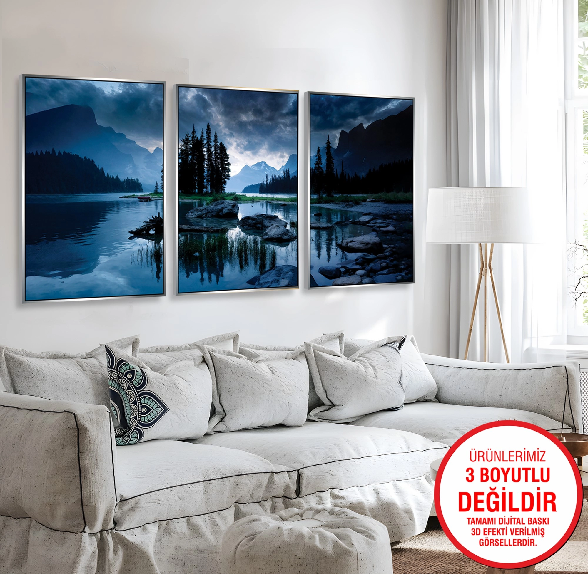 Gümüş%20Metal%20Çerçeveli%20Manzara%203’lü%20Kanvas%20Tablo%20Seti