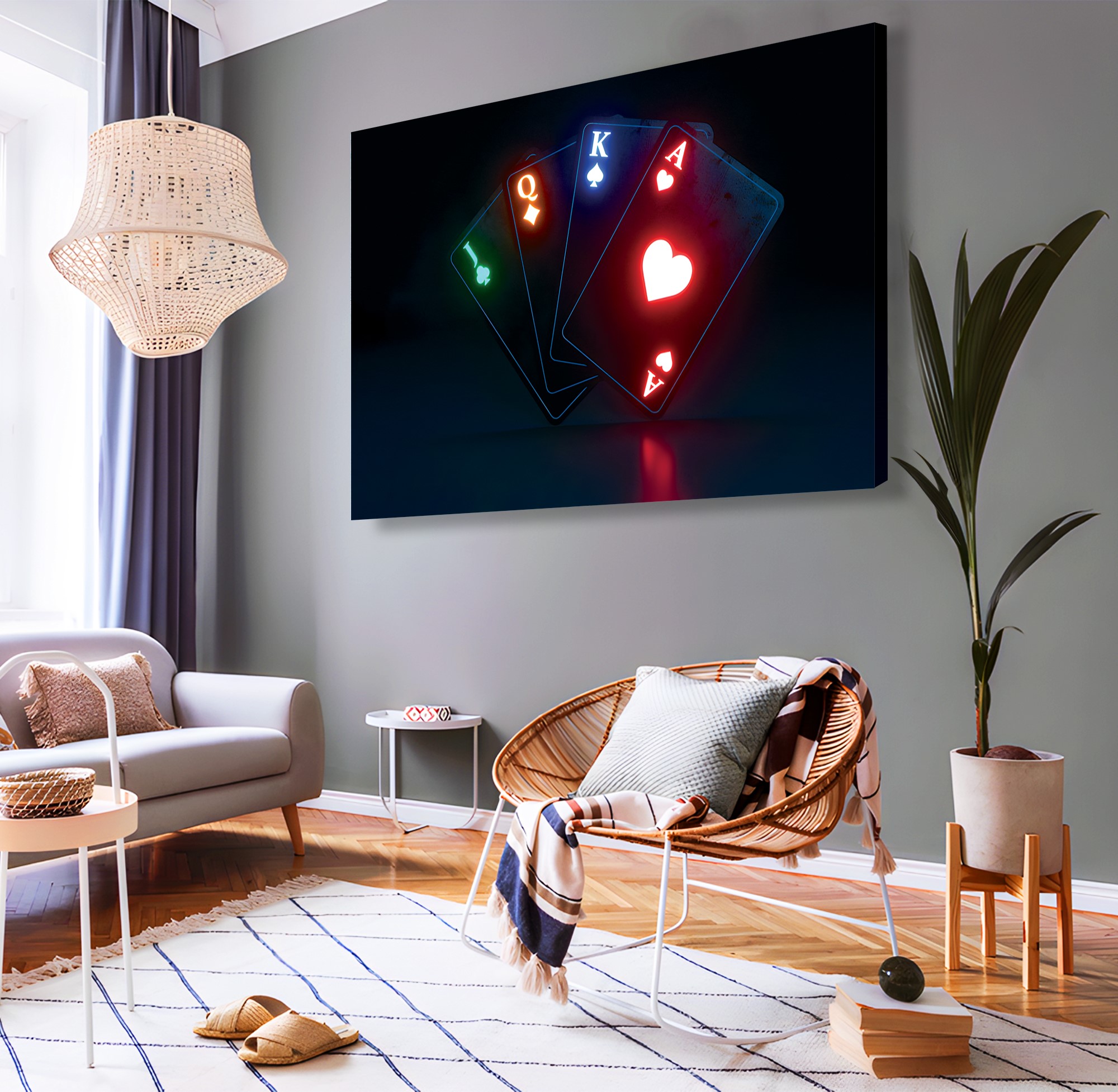 Neon%20Oyun%20Kartı%20Kanvas%20Tablo