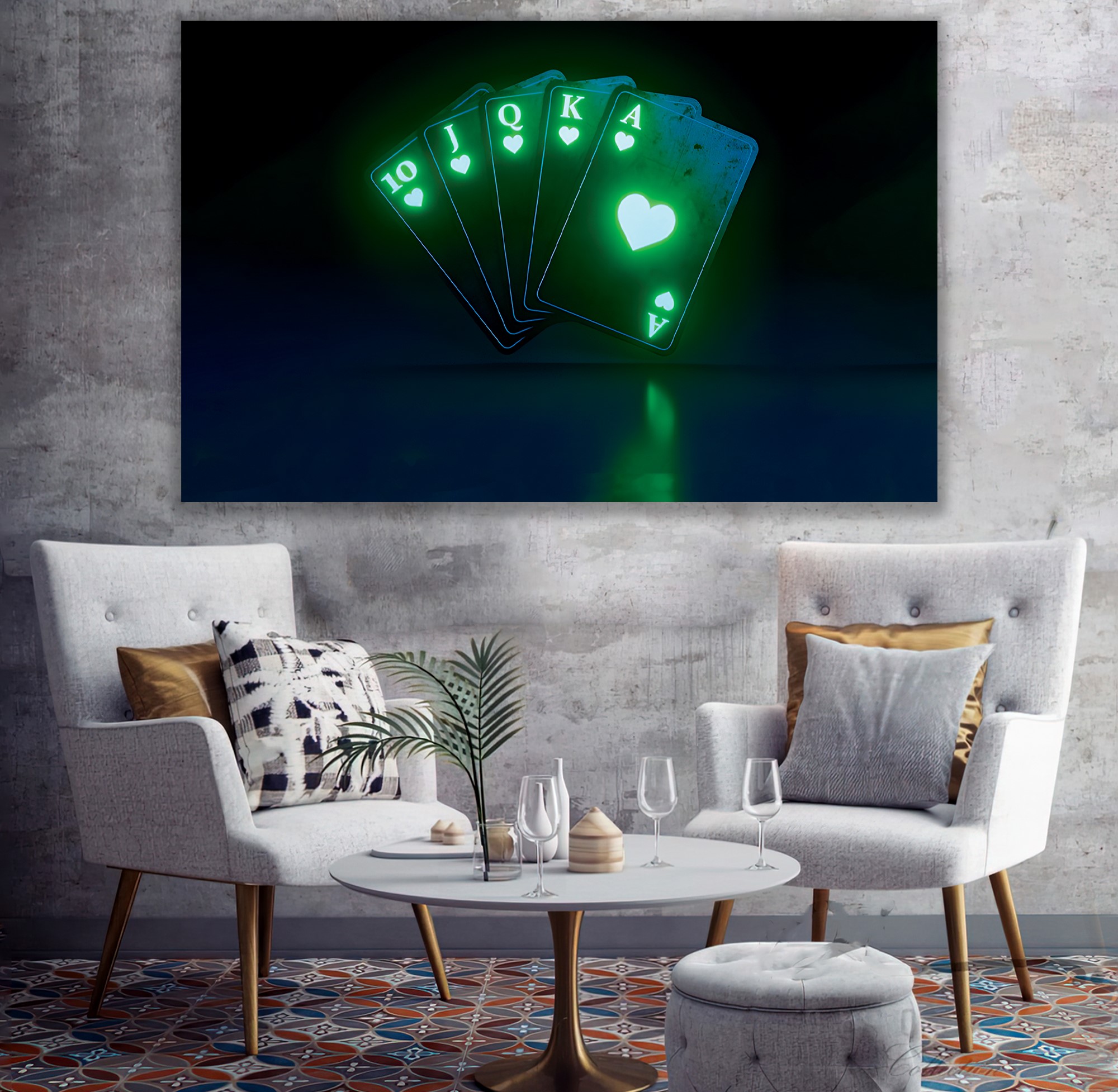 Neon%20Oyun%20Kartı%20Kanvas%20Tablo