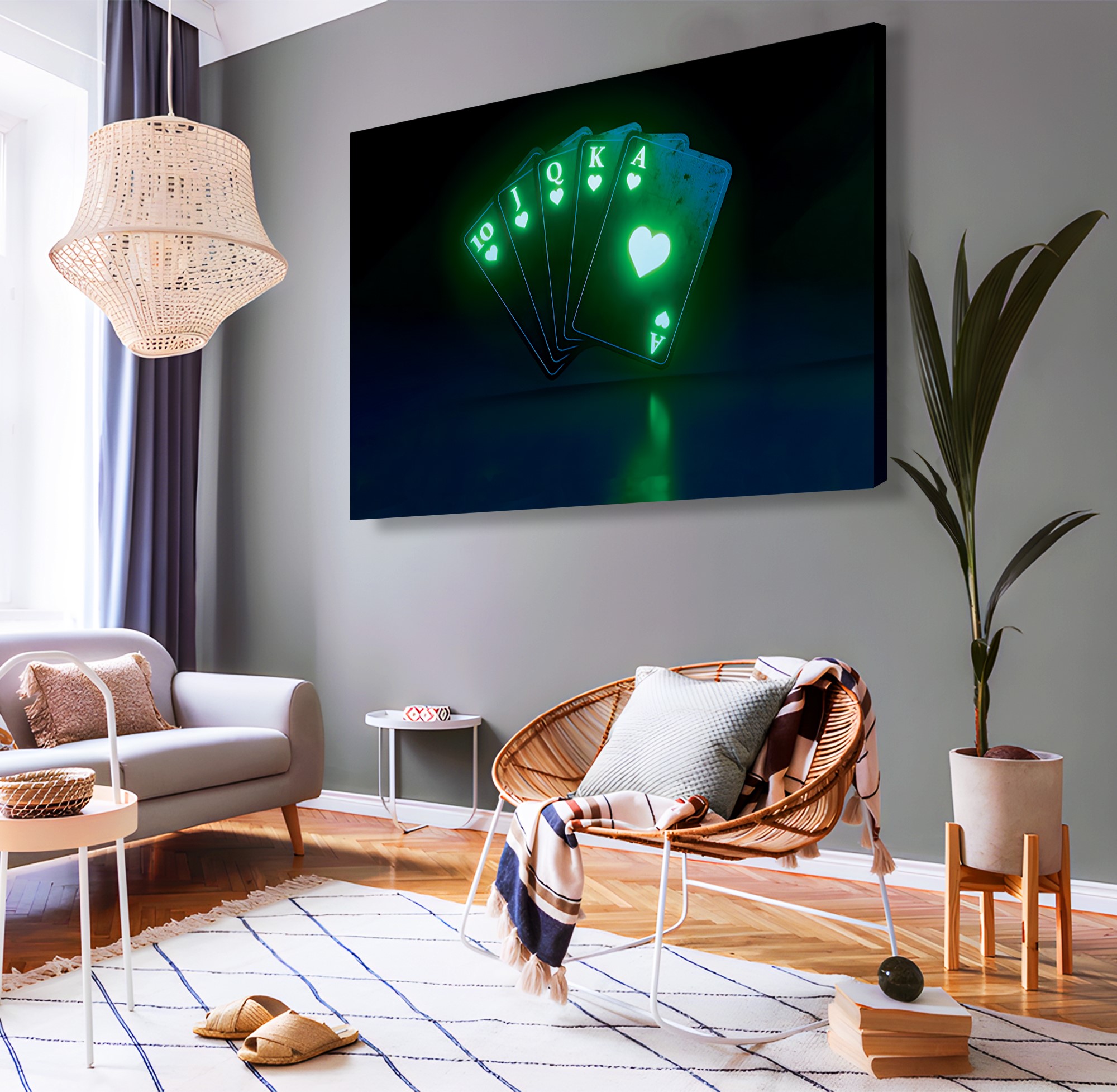 Neon%20Oyun%20Kartı%20Kanvas%20Tablo