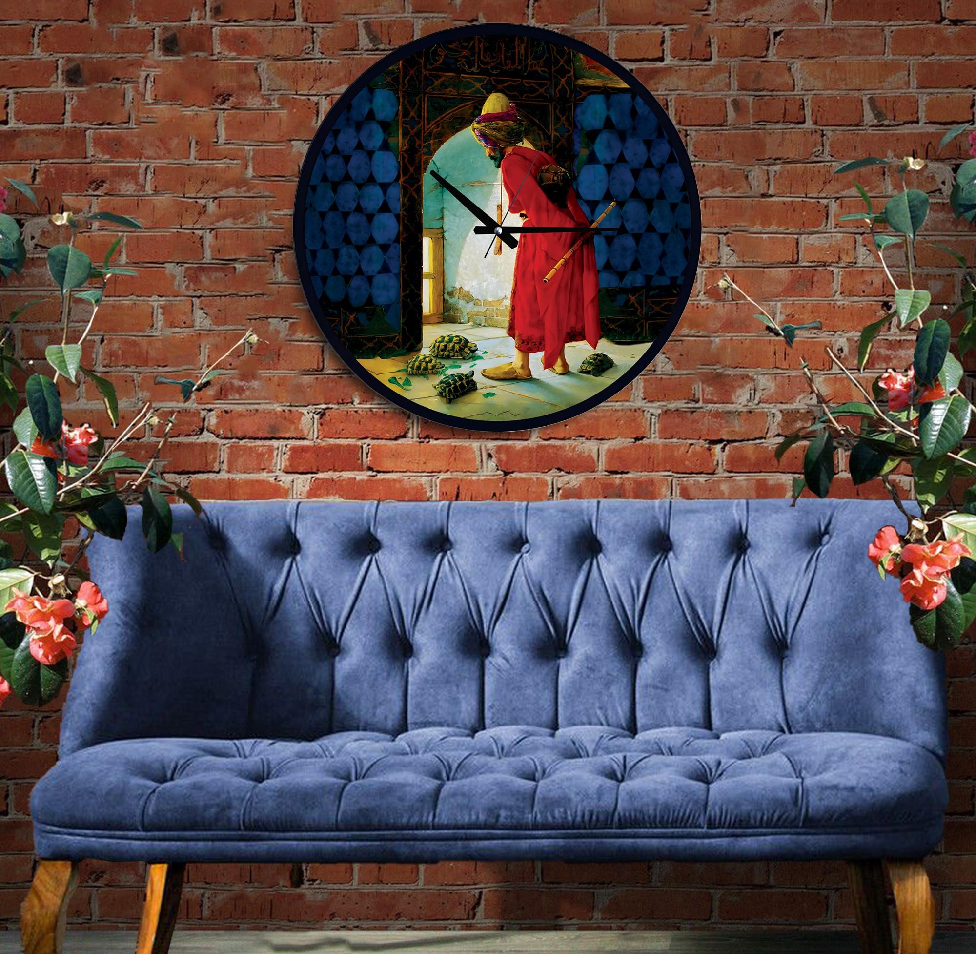 Kaplumbağa%20Terbiyecisi%2030%20Cm%20Ahşap%20Duvar%20Saati