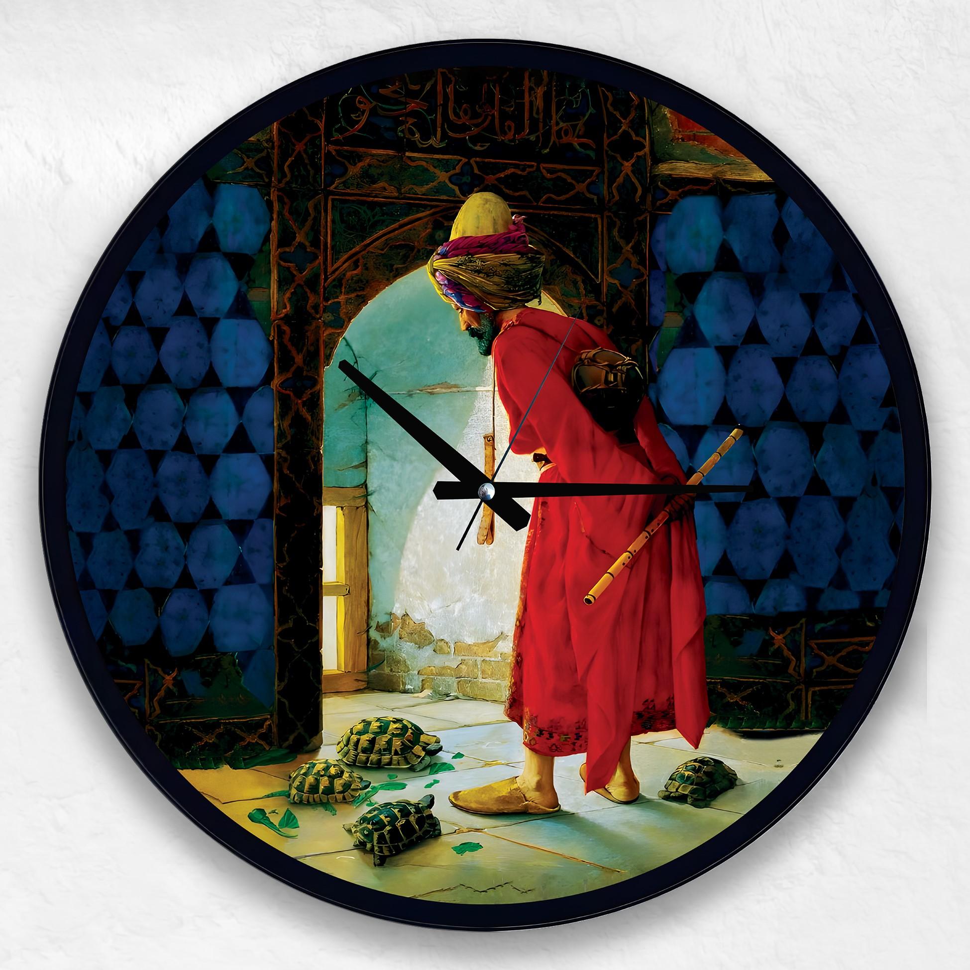 Kaplumbağa%20Terbiyecisi%2030%20Cm%20Ahşap%20Duvar%20Saati