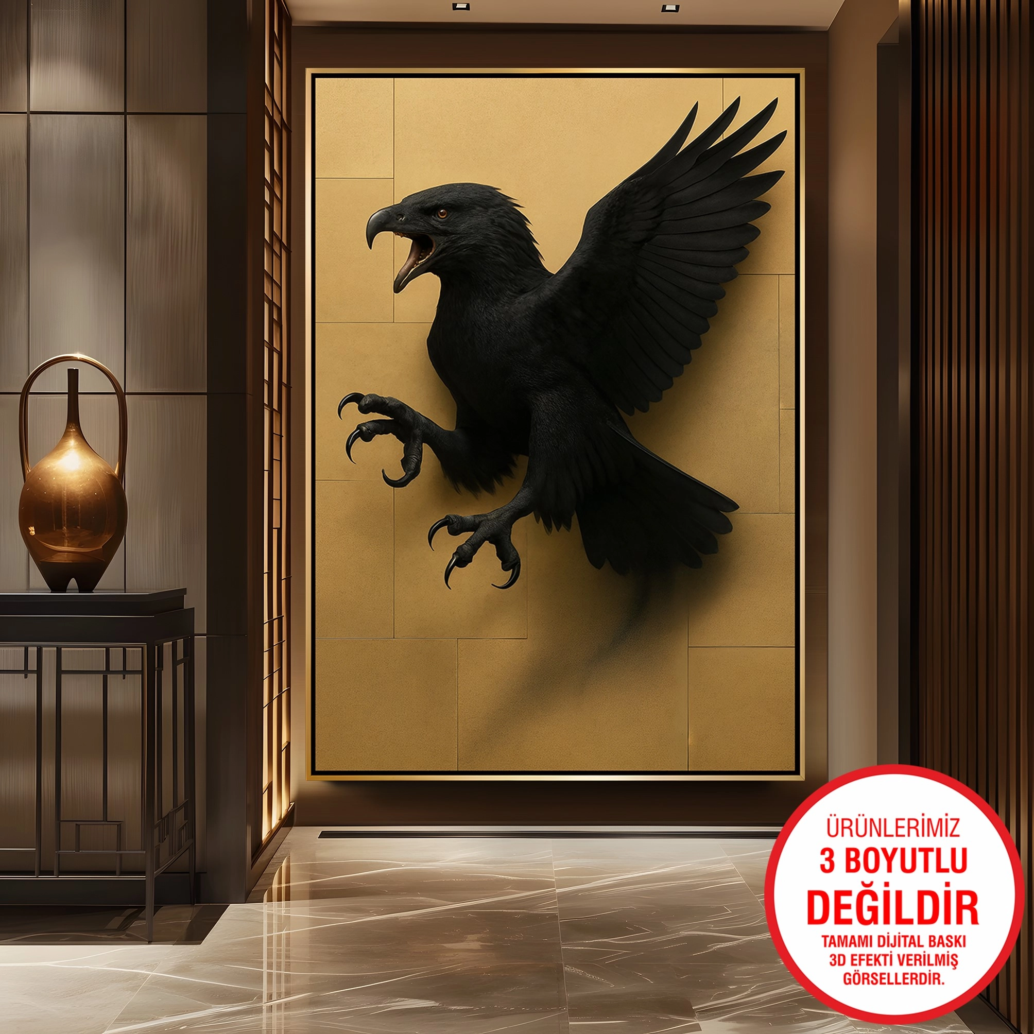 Gold%20Metal%20Çerçeveli%20Kabartma%20Görünümlü%20Kartal%20Kanvas%20Tablo