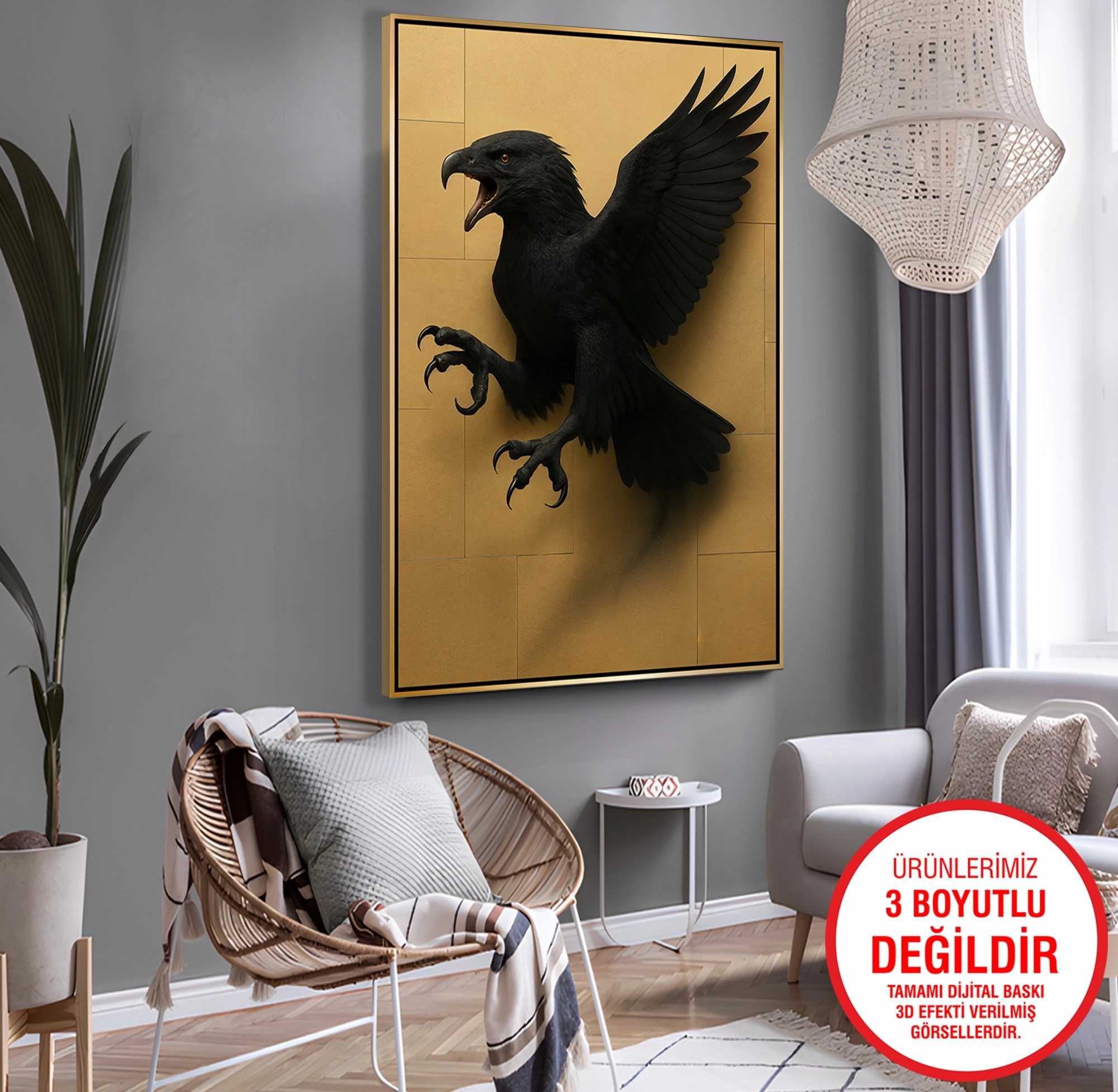 Gold%20Metal%20Çerçeveli%20Kabartma%20Görünümlü%20Kartal%20Kanvas%20Tablo