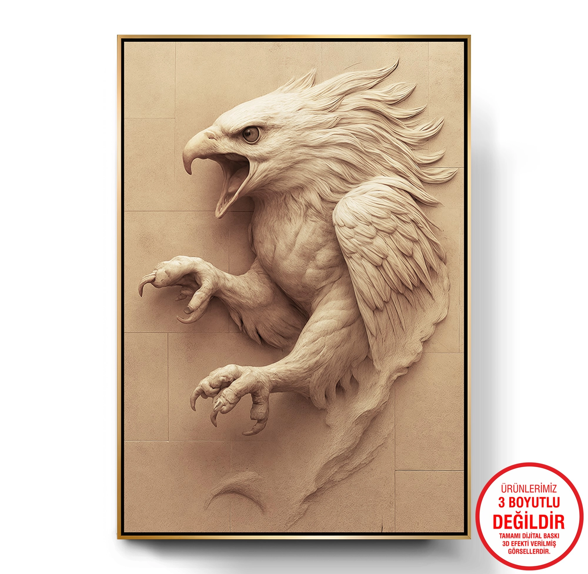 Gold%20Metal%20Çerçeveli%20Kabartma%20Görünümlü%20Kartal%20Kanvas%20Tablo