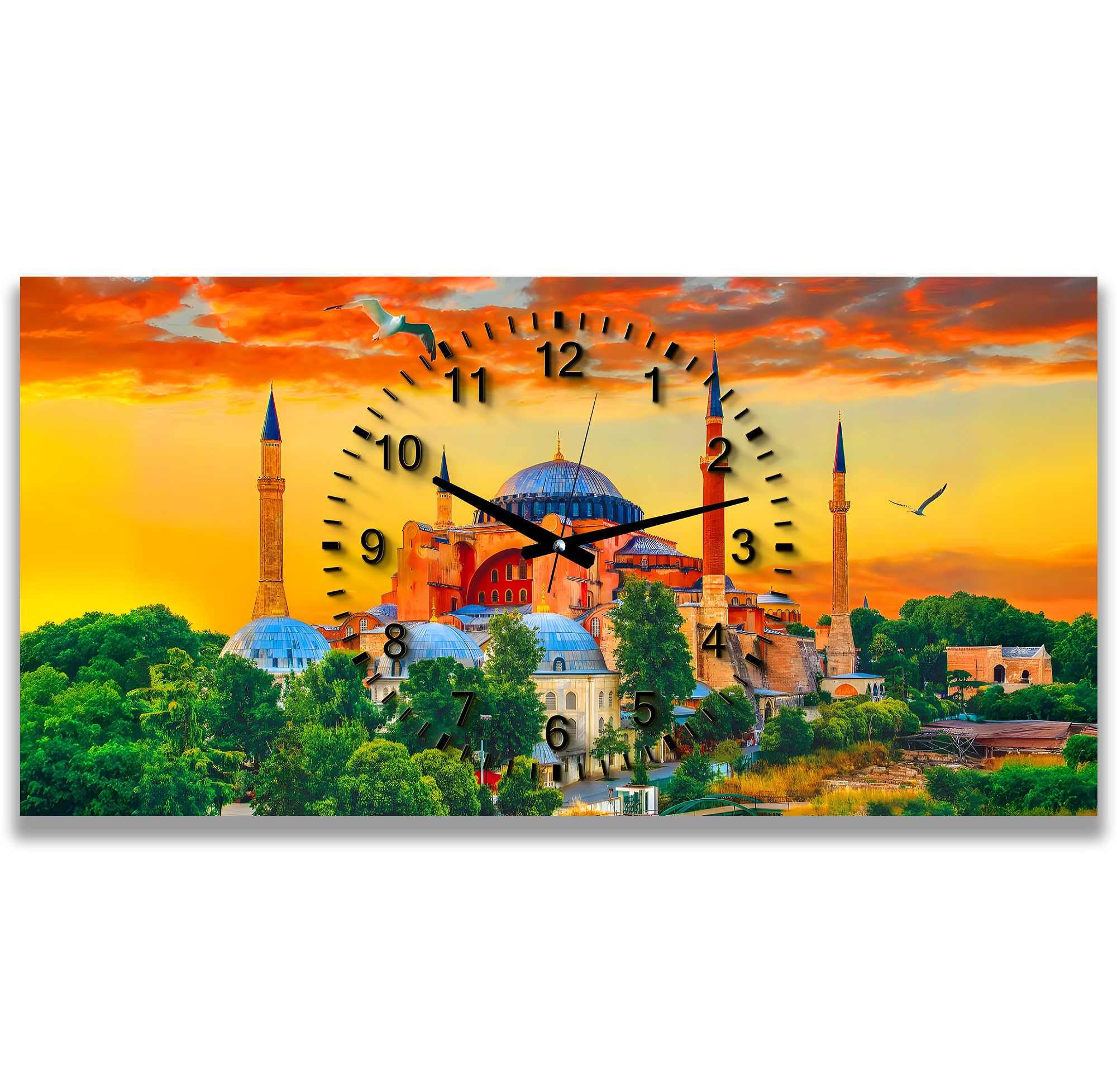 Saatli%20Ayasofya%20Panoramik%20Kanvas%20Tablo