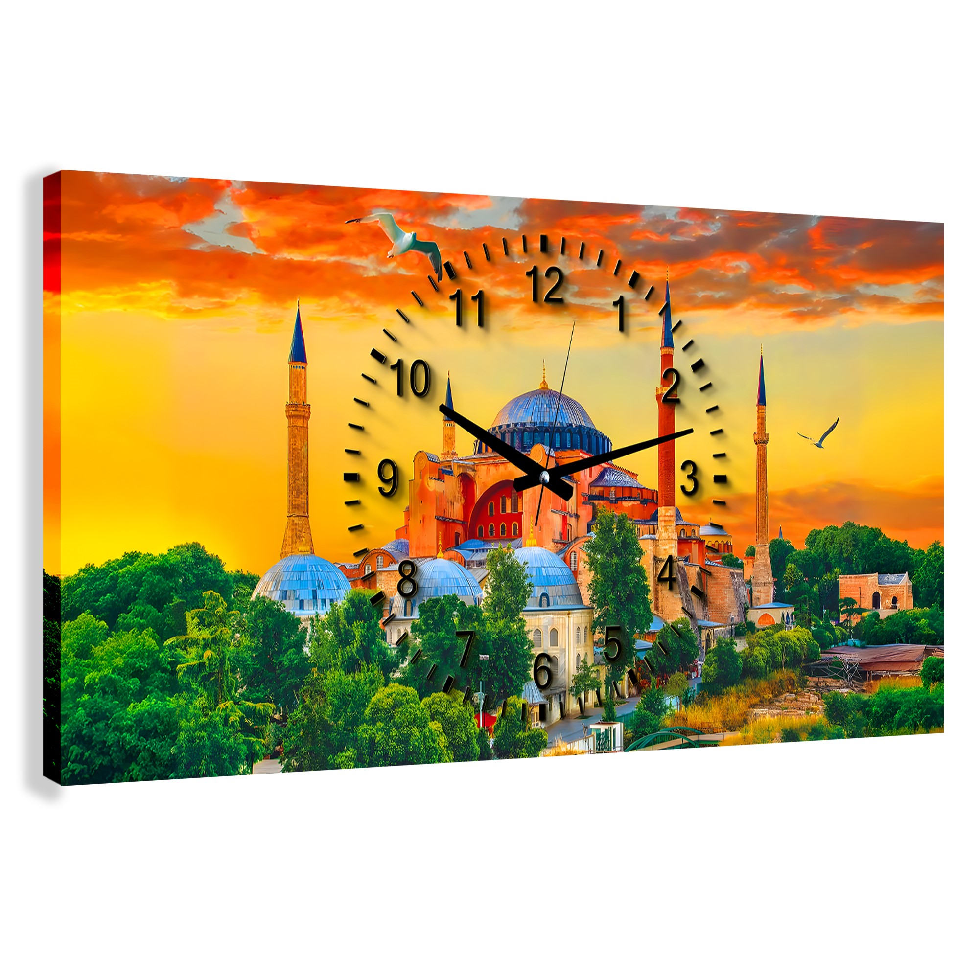 Saatli%20Ayasofya%20Panoramik%20Kanvas%20Tablo