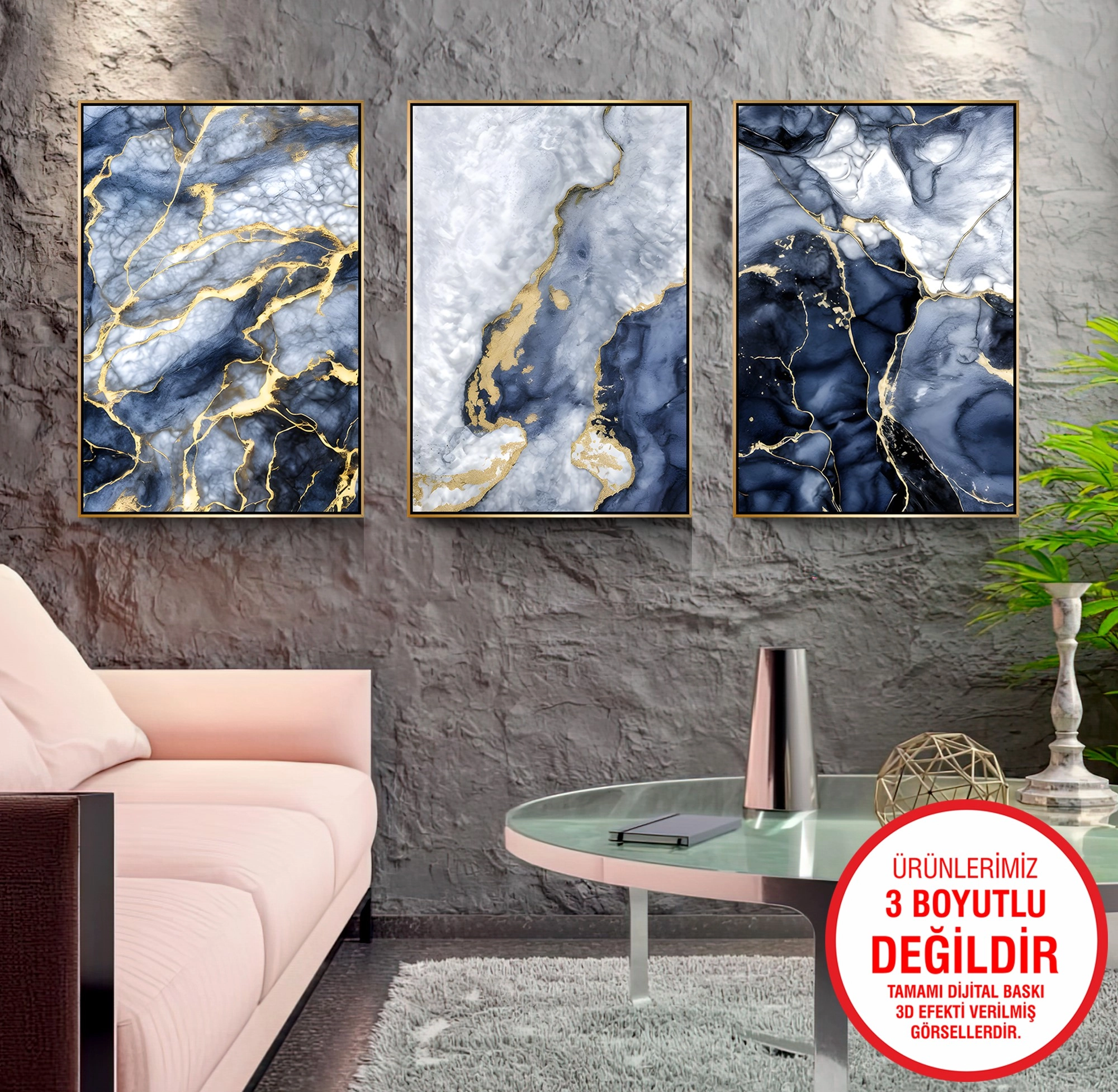 Gold%20Metal%20Çerçeveli%20Mermer%20Desen%203’lü%20Kanvas%20Tablo%20Seti
